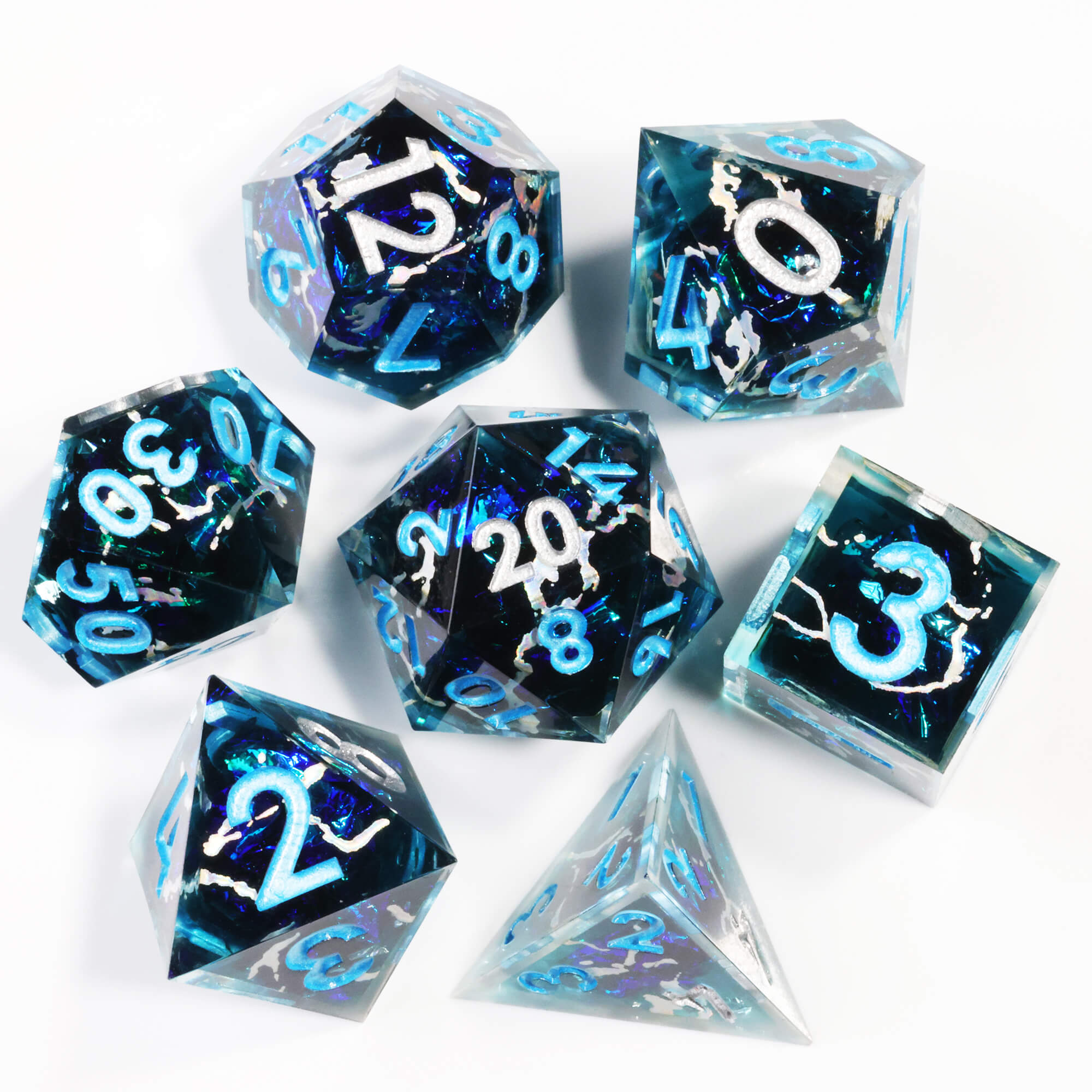 Handmade Layered Polyhedral D and D Dice Set for Board Games - Dice of Dragons