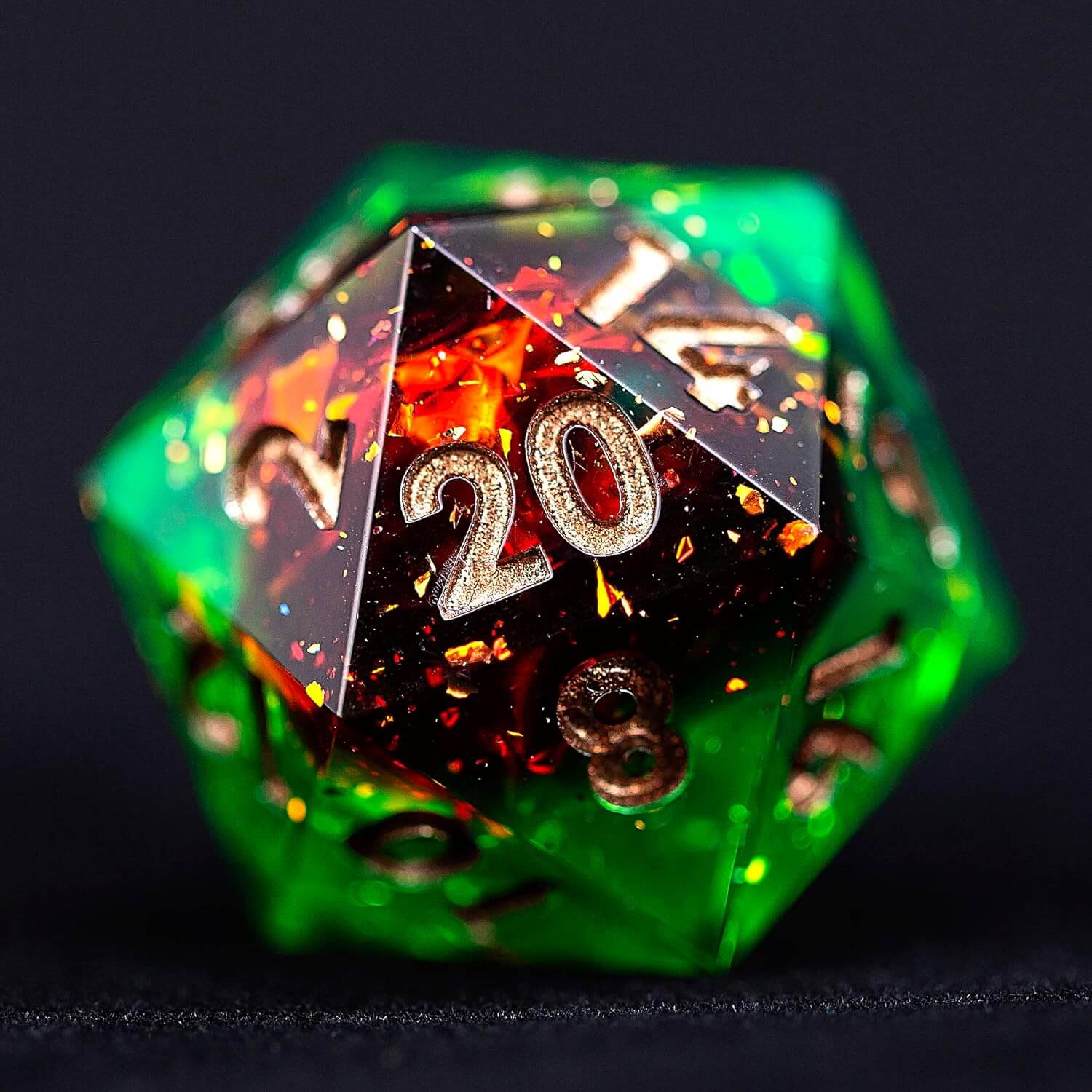 Jungle Fire Polyhedral Resin 7-Piece D&D Dice Set - Dice of Dragons