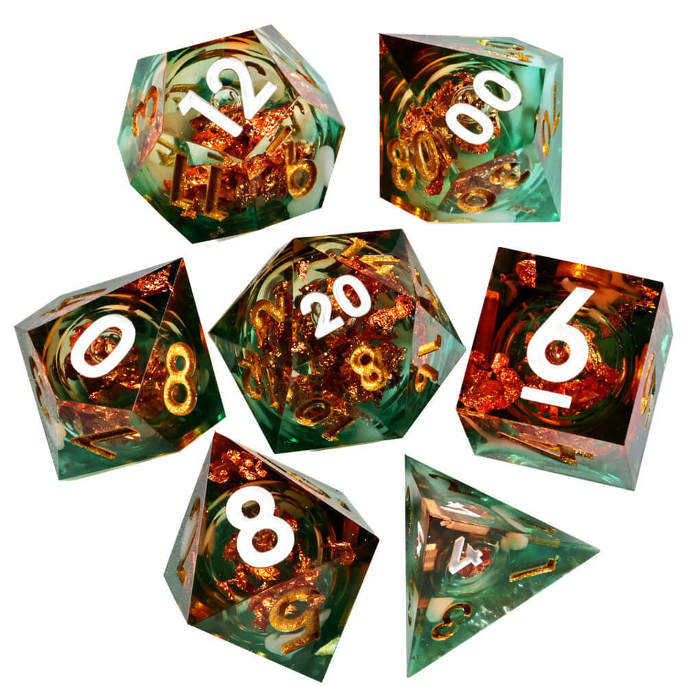 Lake Monster Resin Polyhedral D and D Liquid Core Set Dice - Dice of Dragons