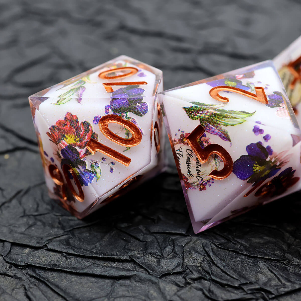 Layered Flower 7-Piece Sharp Edge Dice Set for DND - Dice of Dragons