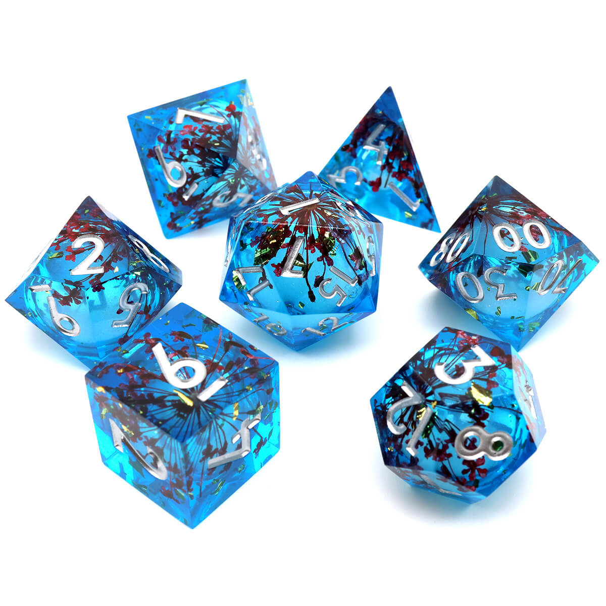 Liquid Core 7-Piece DND Dice Set Sharp Edge - Dice of Dragons