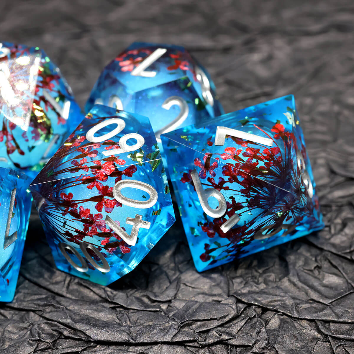 Liquid Core 7-Piece DND Dice Set Sharp Edge - Dice of Dragons