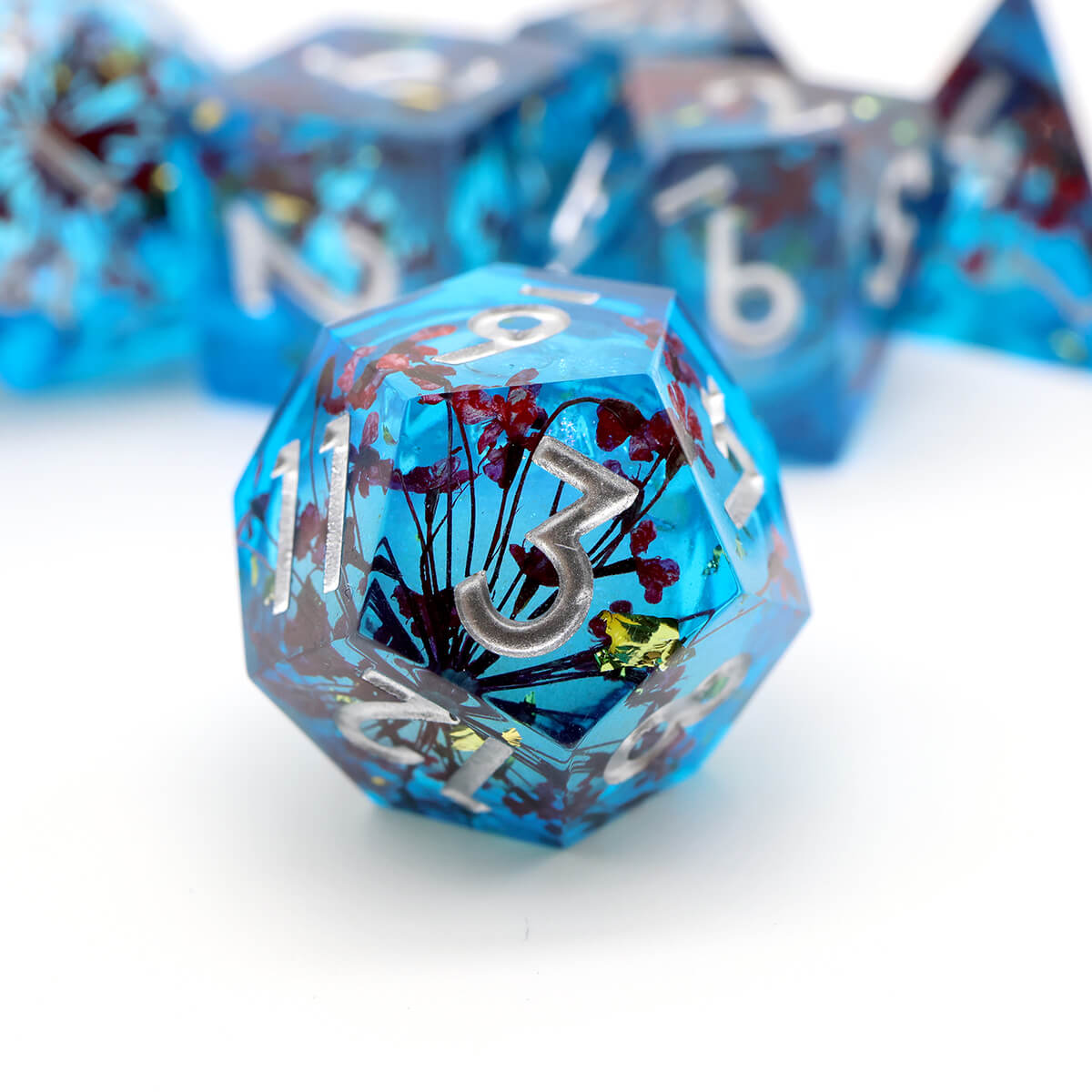 Liquid Core 7-Piece DND Dice Set Sharp Edge - Dice of Dragons