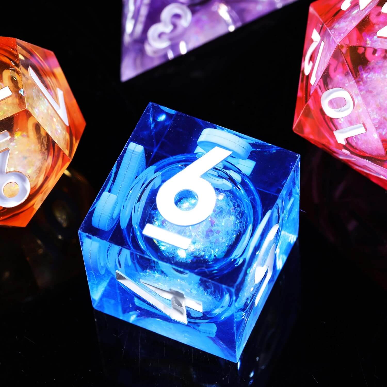 Rainbow Chip: Full Polyhedral Sharp-Edge Petri deals Dice Set