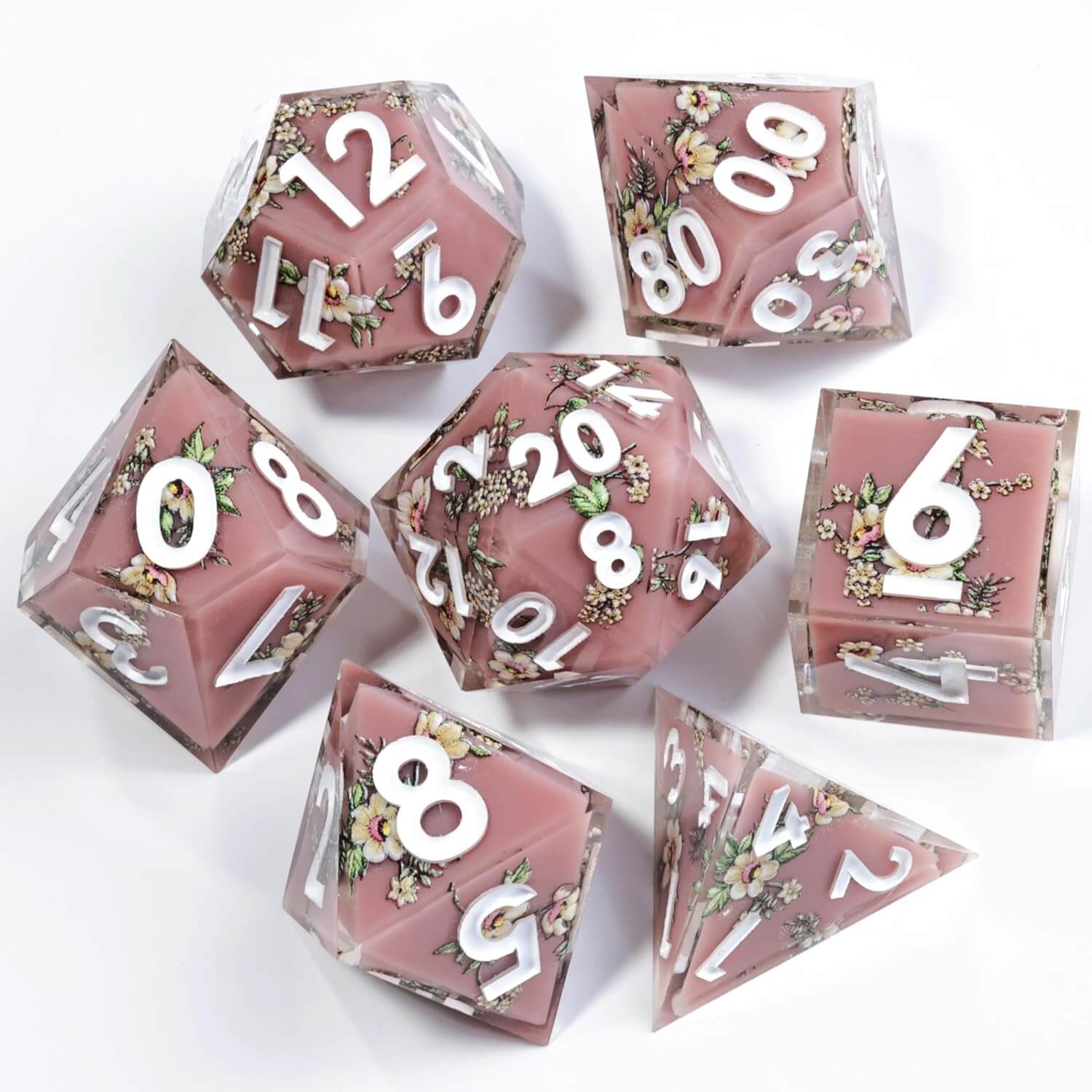 Maidens Sharp Edge Polyhedral Resin 7-Piece D&D Dice Set - Dice of Dragons