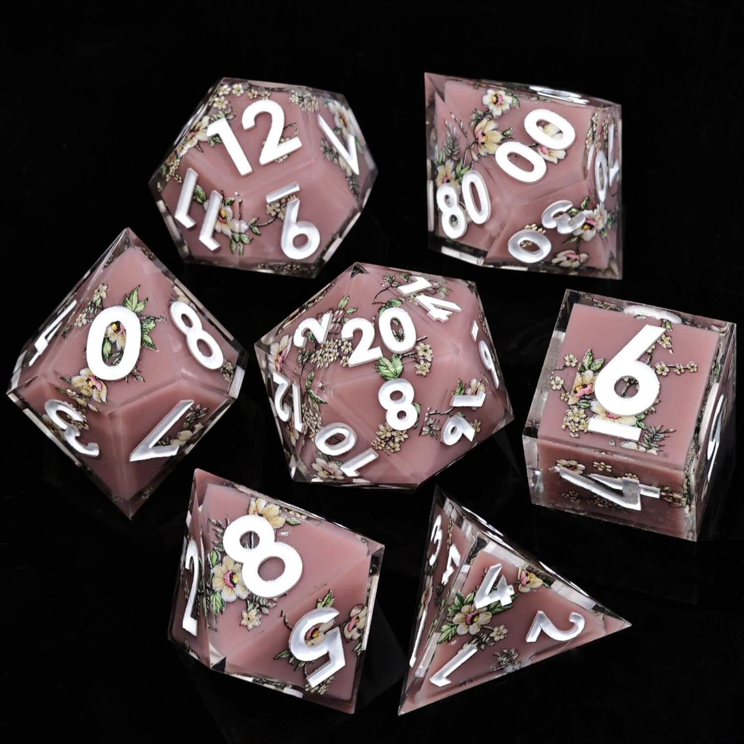 Maidens Sharp Edge Polyhedral Resin 7-Piece D&D Dice Set - Dice of Dragons