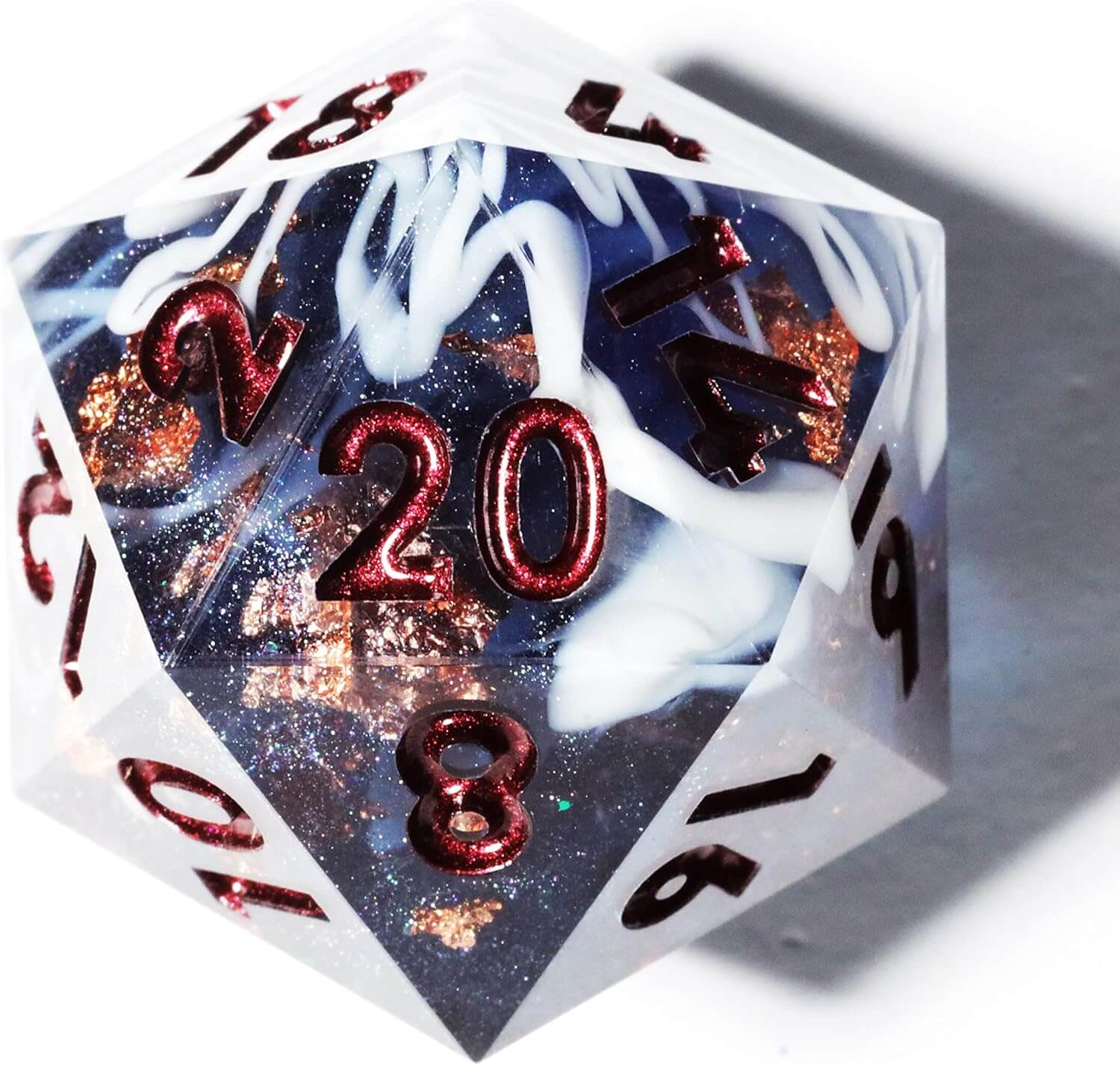 Marbled Crystal Pattern Resin Polyhedral 7-Piece D&D Dice Set - Dice of Dragons