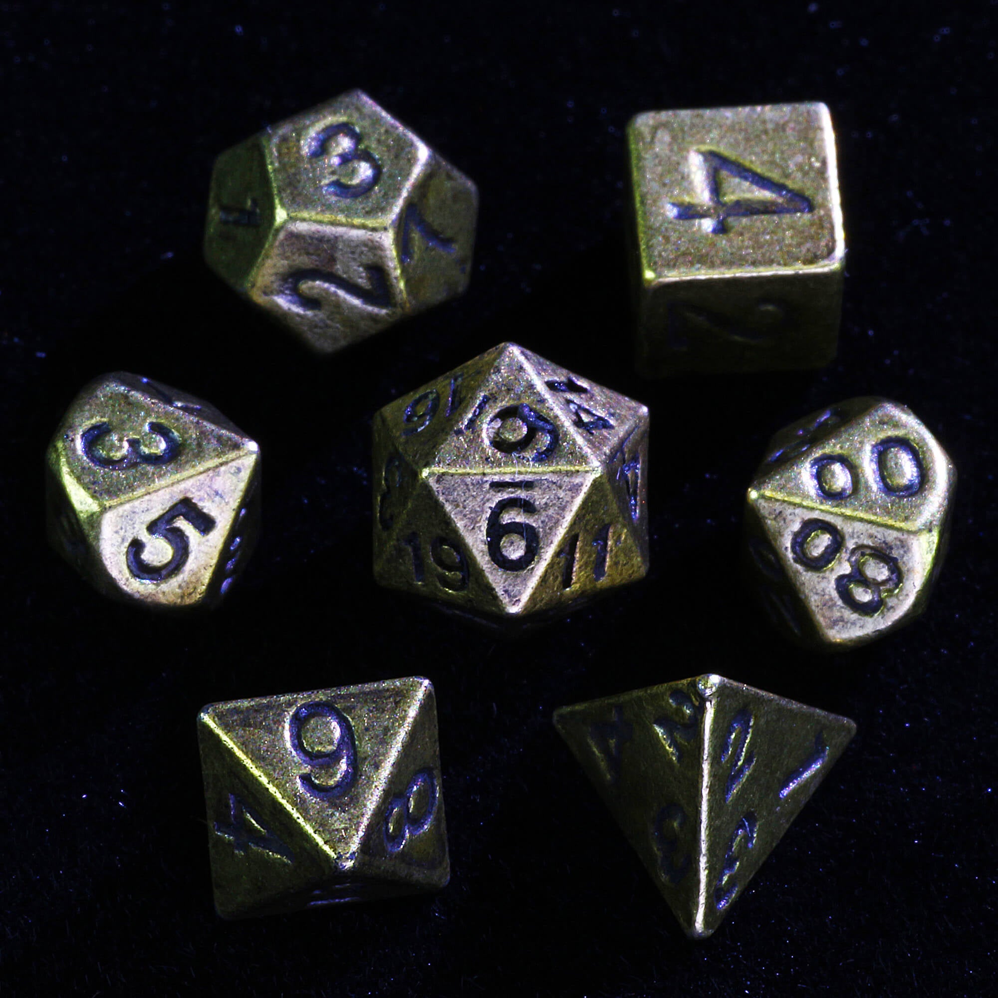 Fighter Mini Polyhedral Metal Dice Set D and D with Pocket Watch Shell Case