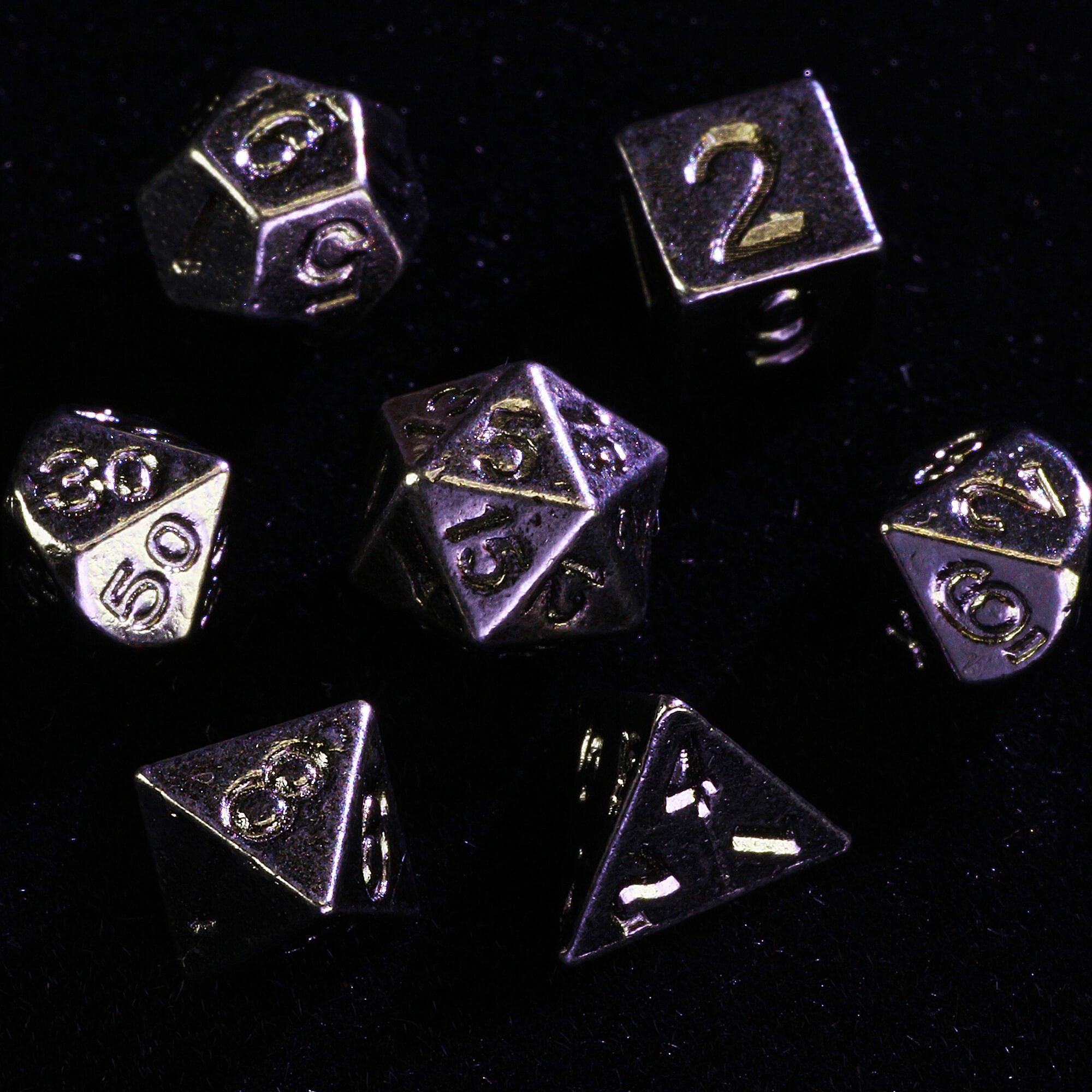 Fighter Mini Polyhedral Metal Dice Set D and D with Pocket Watch Shell Case