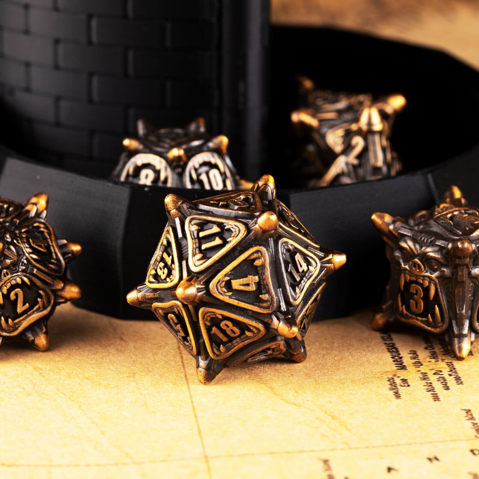 Monster 7 Polyhedral Metal Dice Sets DnD - Scrap Metal - Dice of Dragons