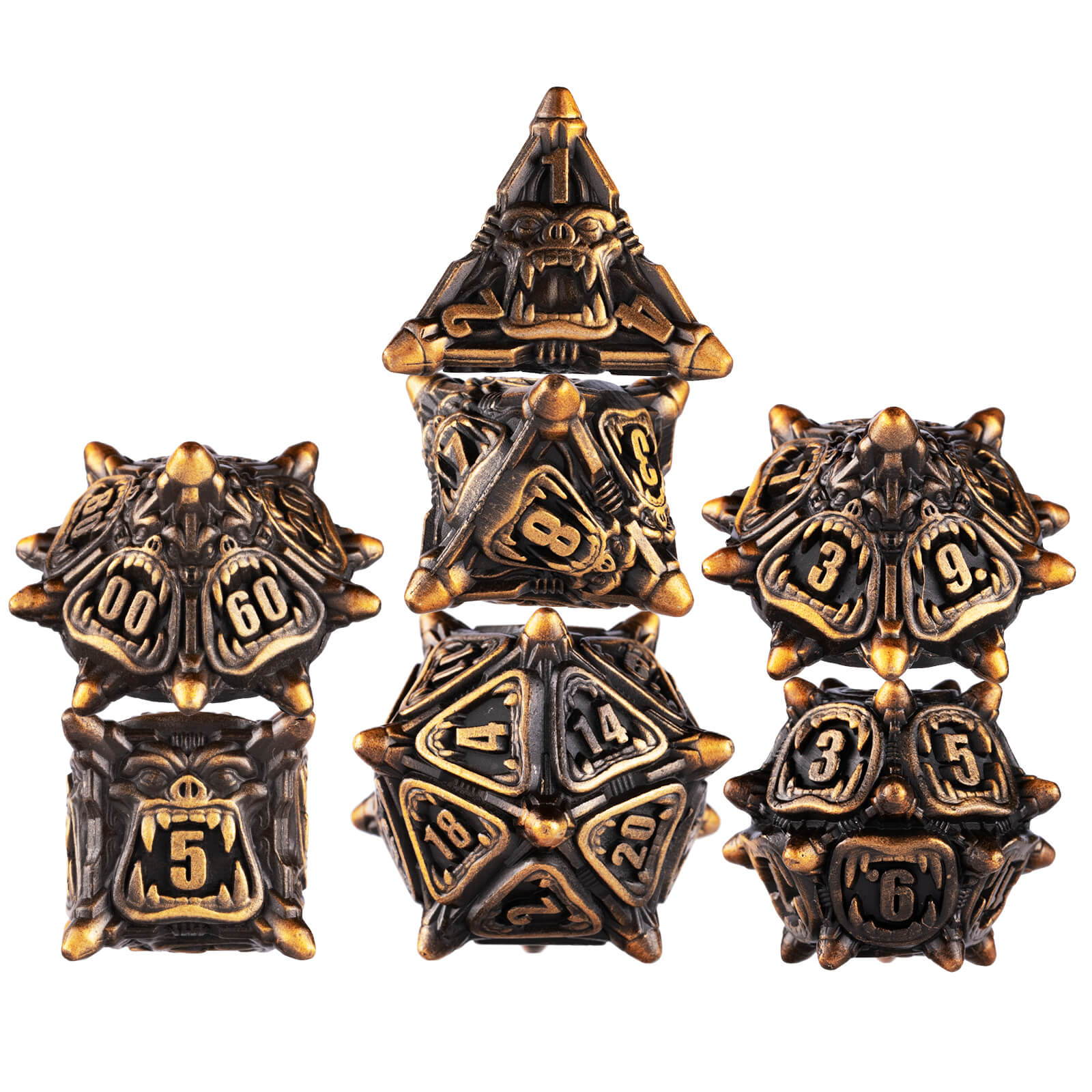 Monster 7 Polyhedral Metal Dice Sets DnD - Scrap Metal - Dice of Dragons