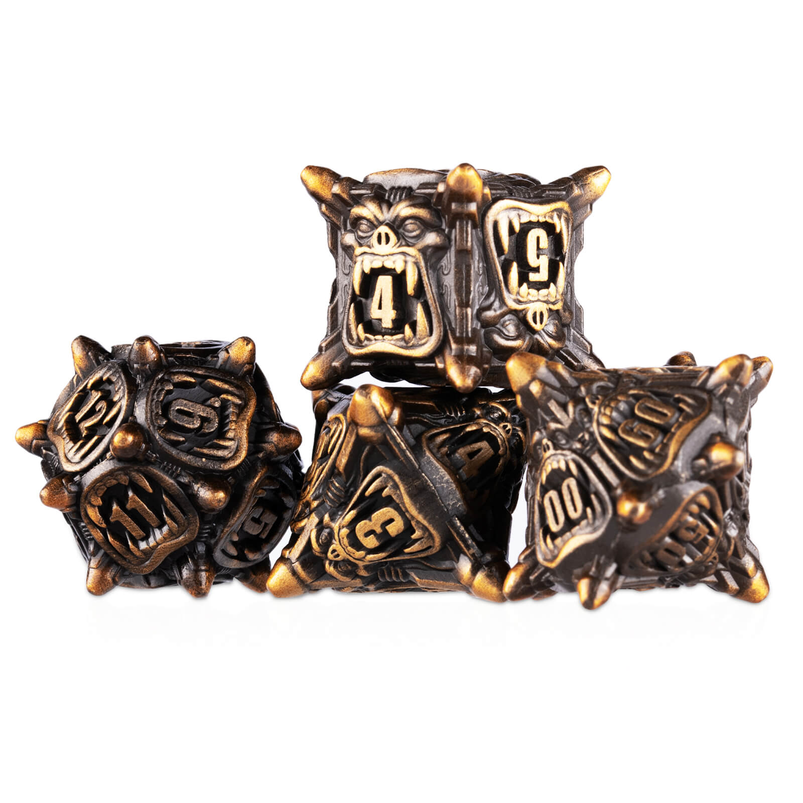 Monster 7 Polyhedral Metal Dice Sets DnD - Scrap Metal - Dice of Dragons