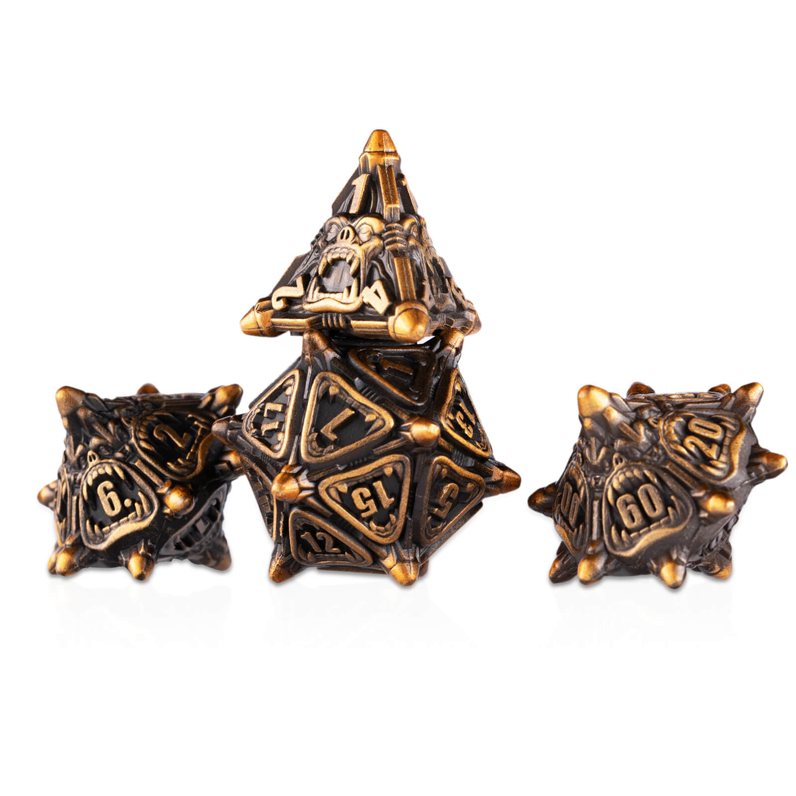 Monster 7 Polyhedral Metal Dice Sets DnD - Scrap Metal - Dice of Dragons