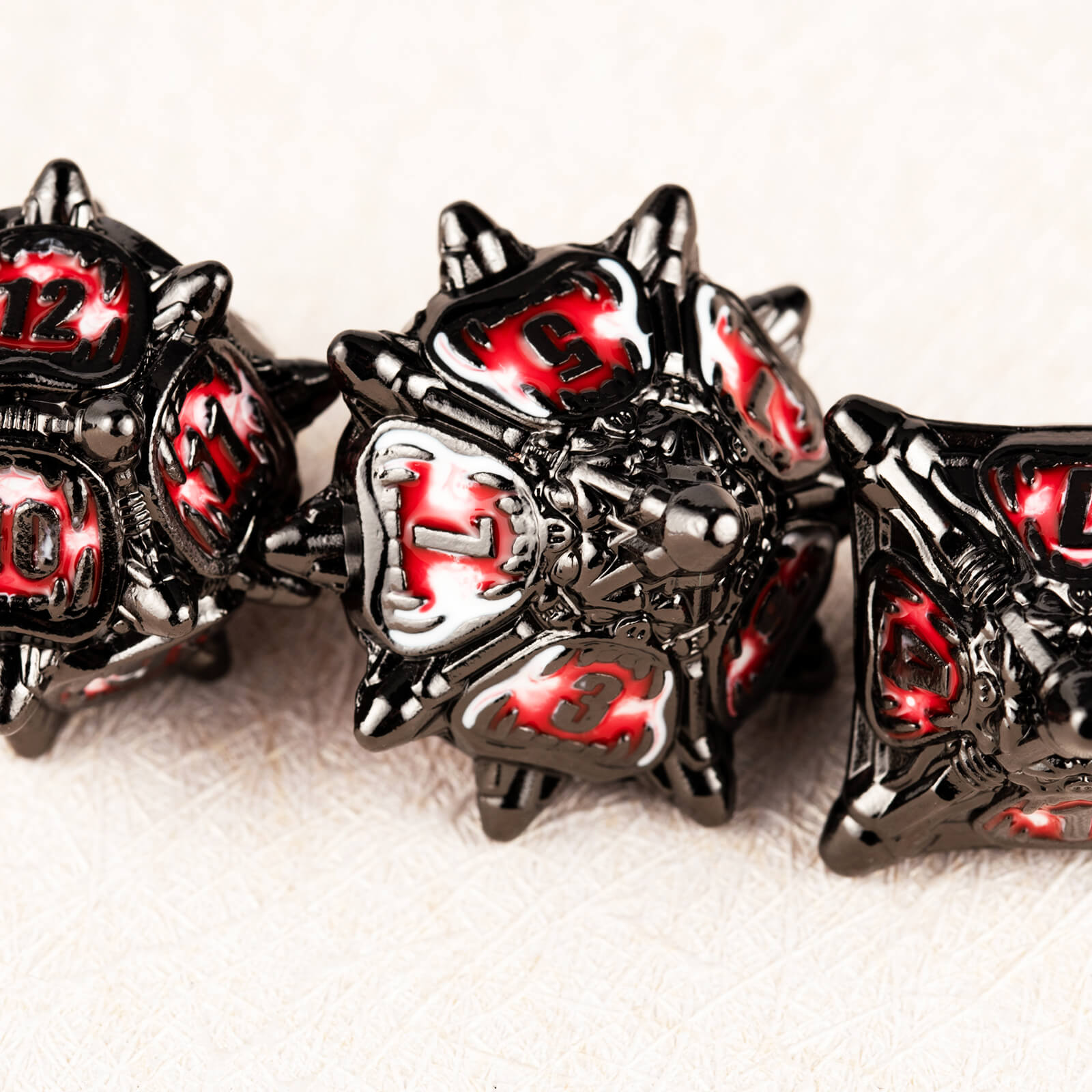 Monster 7 Polyhedral Metal D&D Dice Sets - Black Nickel Red - Dice of Dragons