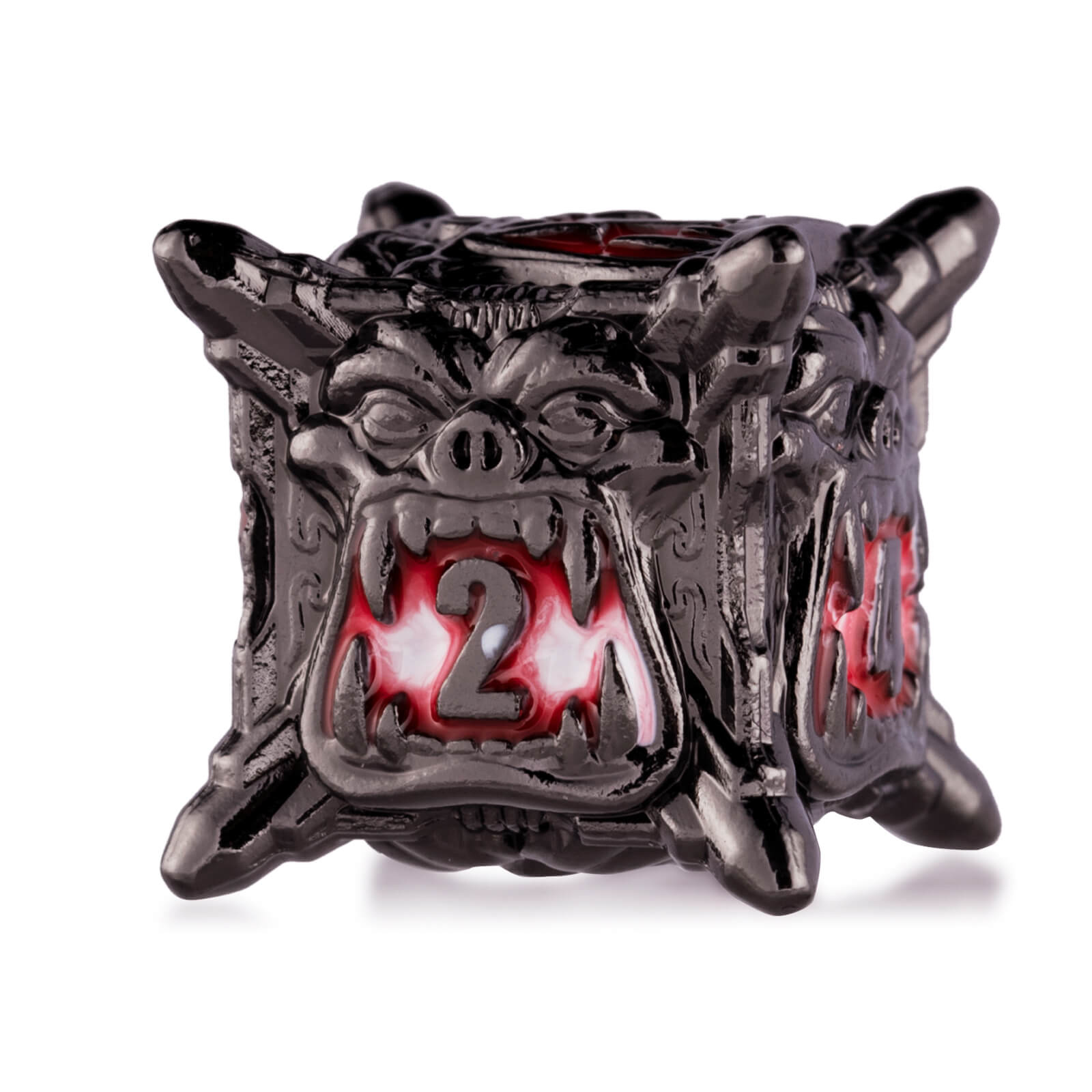 Monster 7 Polyhedral Metal D&D Dice Sets - Black Nickel Red - Dice of Dragons