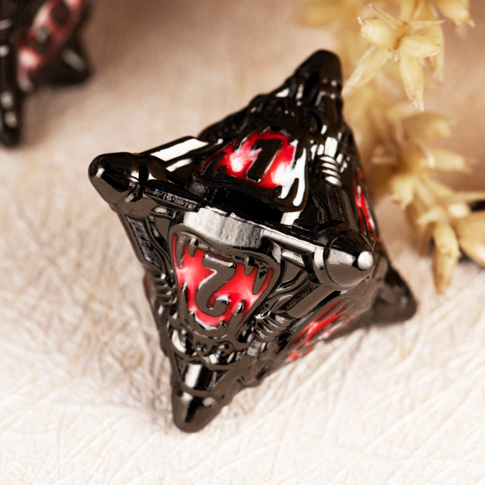 Monster 7 Polyhedral Metal D&D Dice Sets - Black Nickel Red - Dice of Dragons