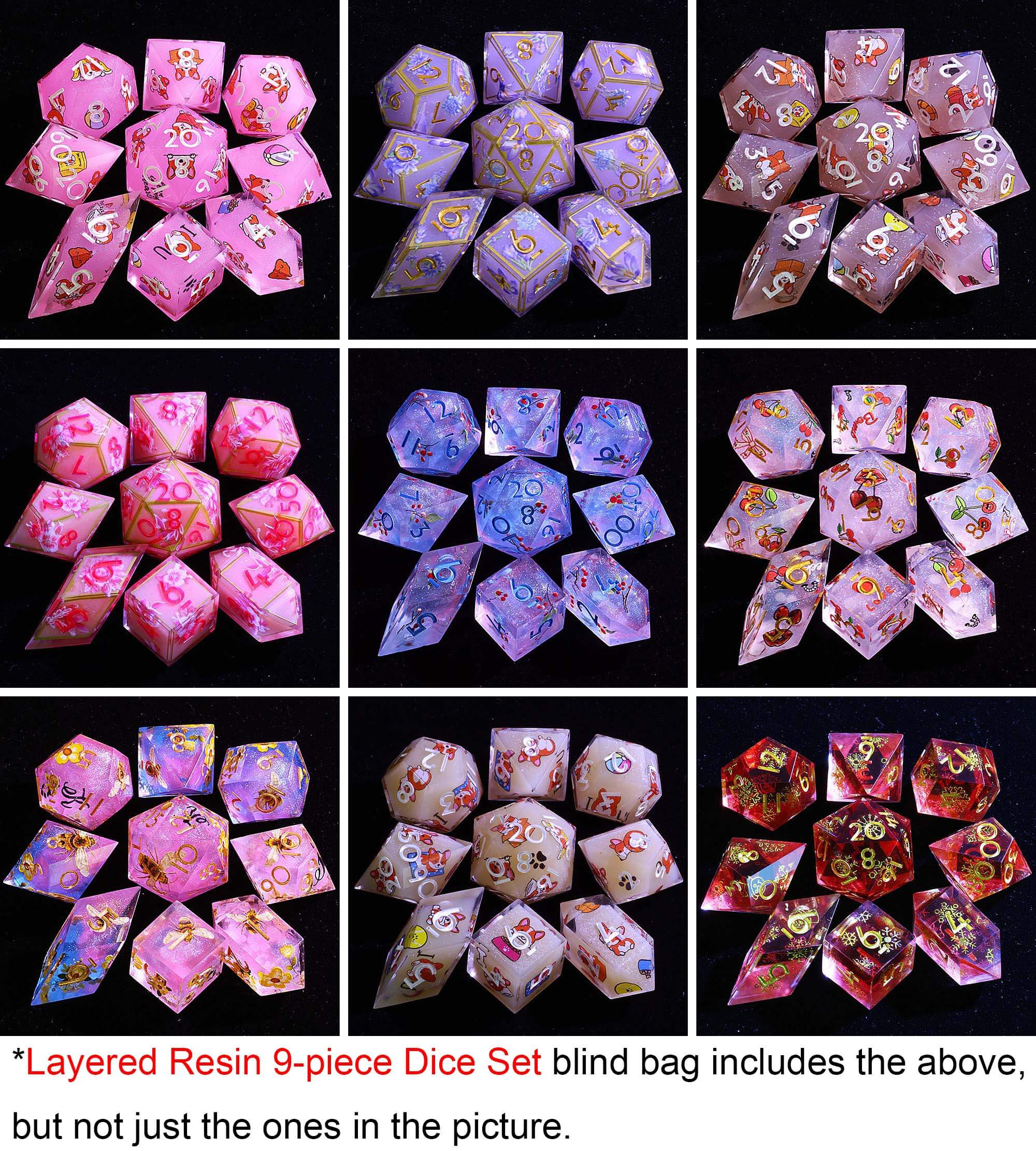 Mystery 9-piece Handmade D&D Dice Set Blind Box - Dice of Dragons