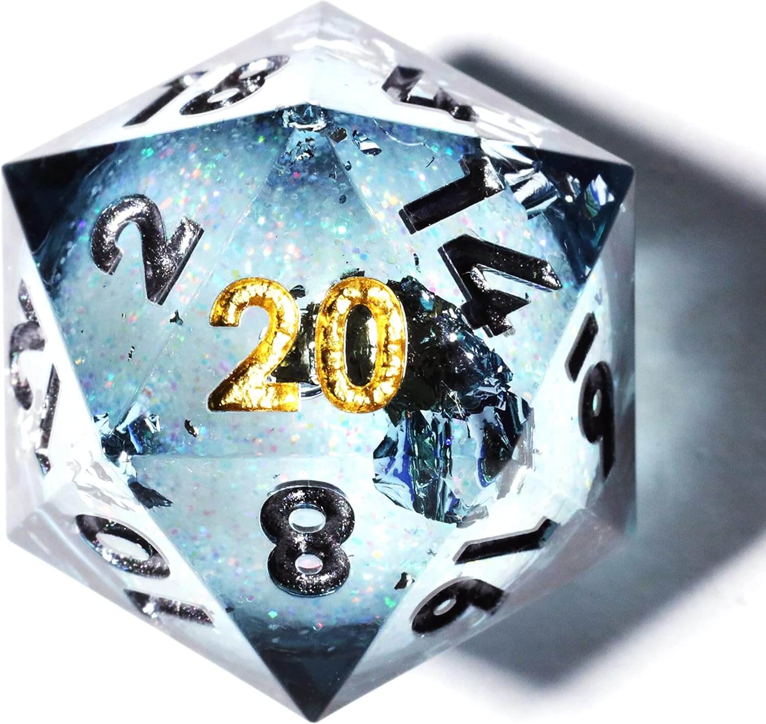 Nocturne 7-Piece Sharp Edge Polyhedral Resin D&D Dice Set - Dice of Dragons