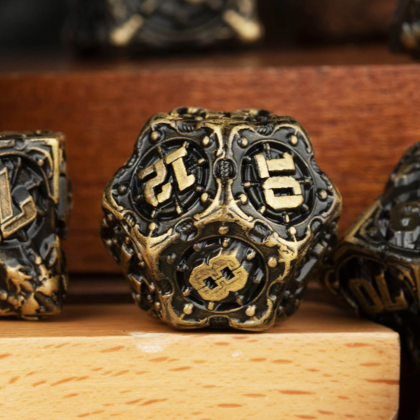 Pirate 7 Polyhedral Metal D and D Dice Set - Bronze - Dice of Dragons