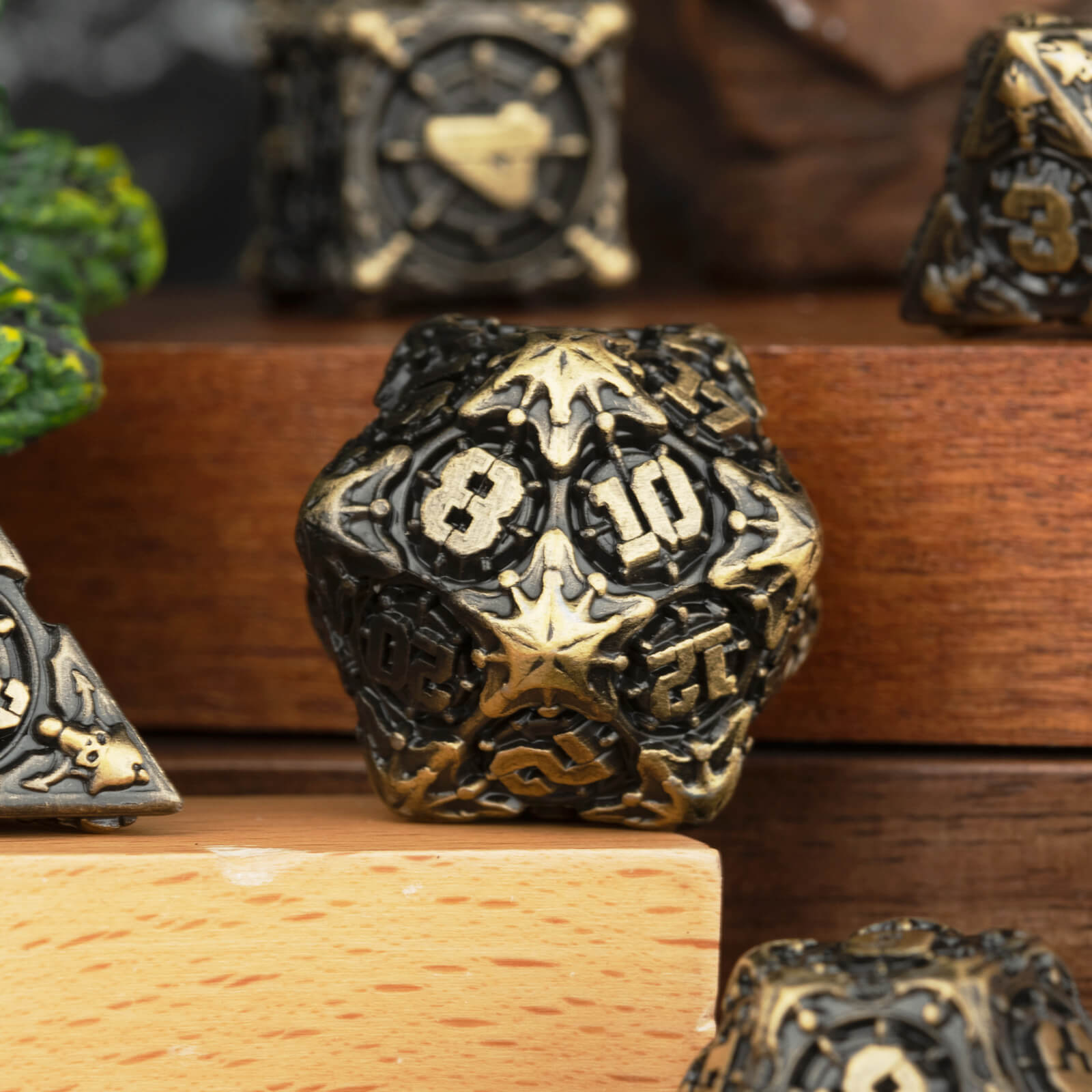 Pirate 7 Polyhedral Metal D and D Dice Set - Bronze - Dice of Dragons