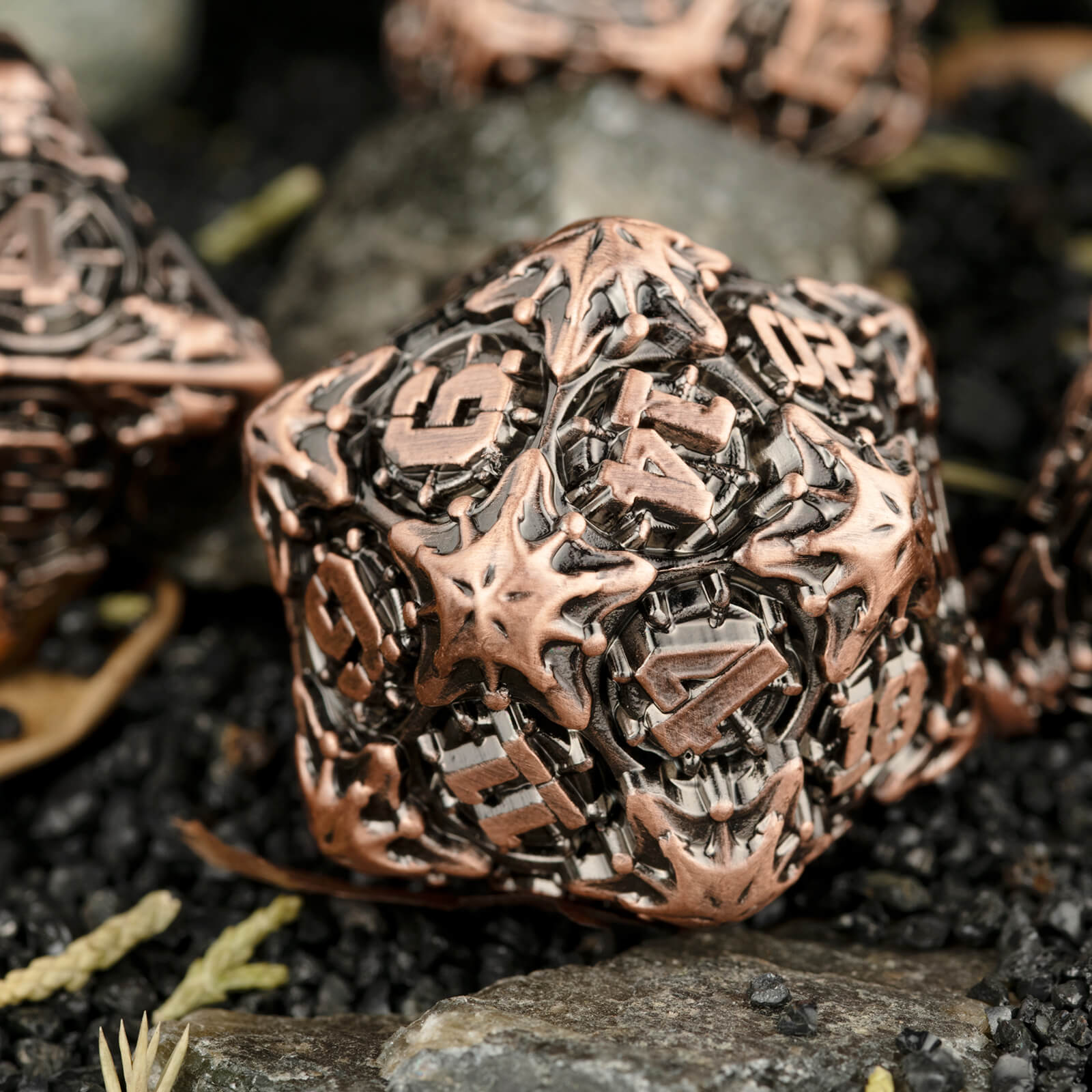 Pirate 7 Polyhedral Metal Dice Sets DnD - Red Copper - Dice of Dragons