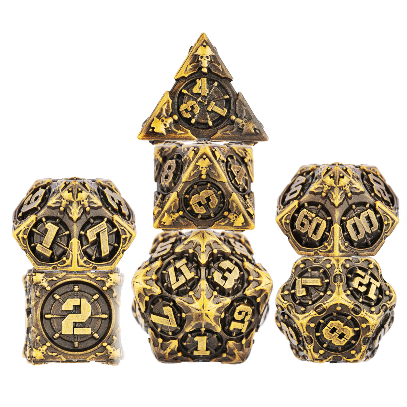 Pirate 7 Polyhedral Metal Dice Set DD - Scrap Metal - Dice of Dragons