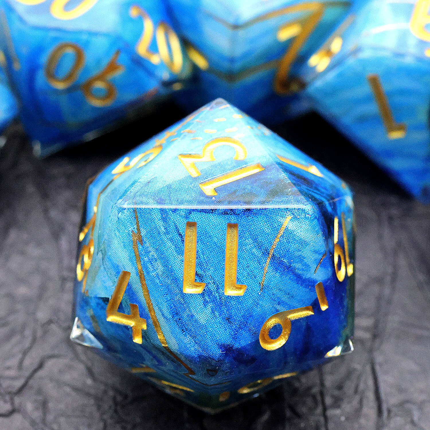 Polyhedral 7 Piece Set Dice DnD Deep Sea Whirlpool