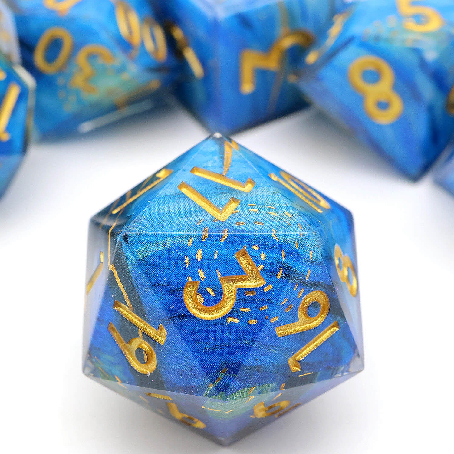 Polyhedral 7 Piece Set Dice DnD Deep Sea Whirlpool