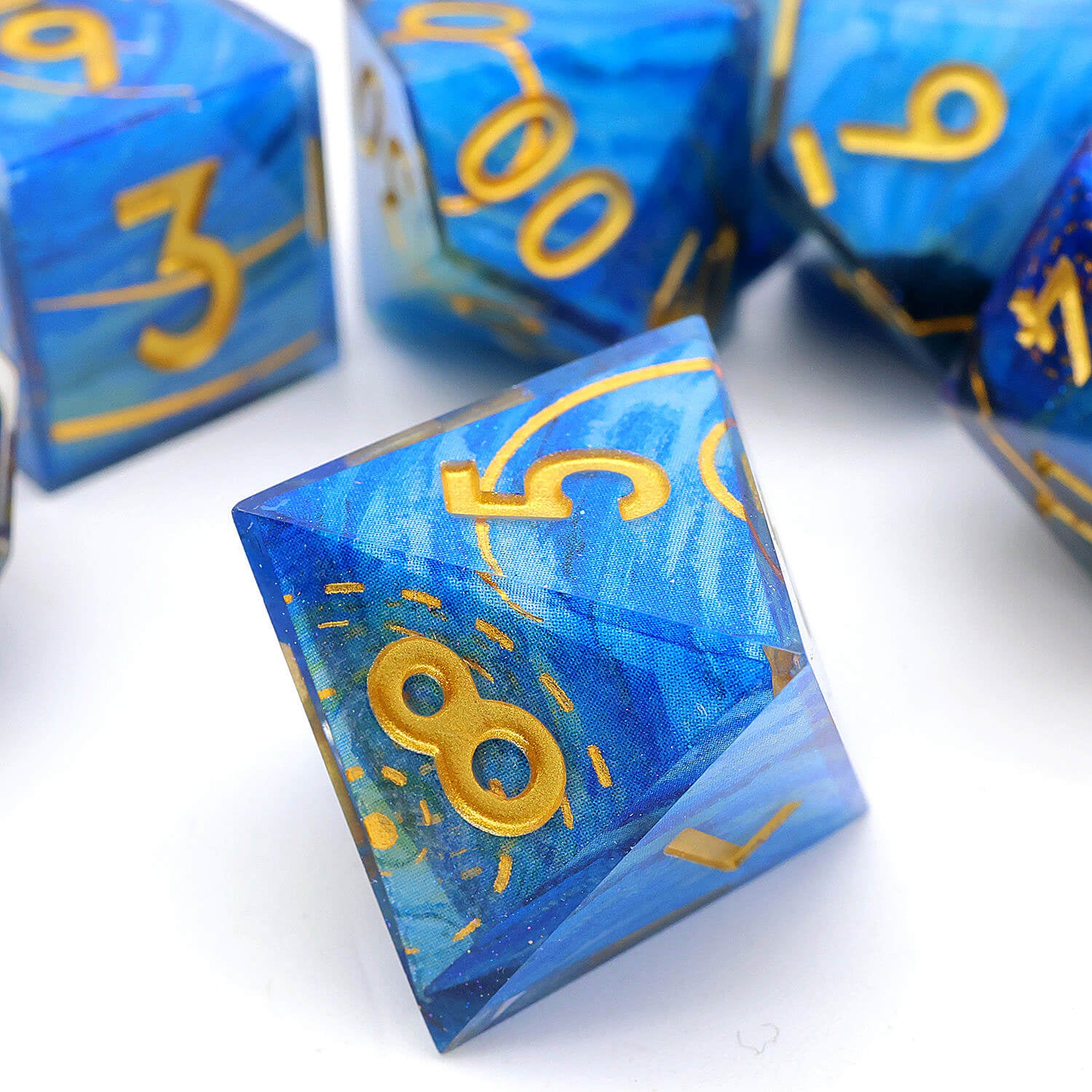 Polyhedral 7 Piece Set Dice DnD Deep Sea Whirlpool