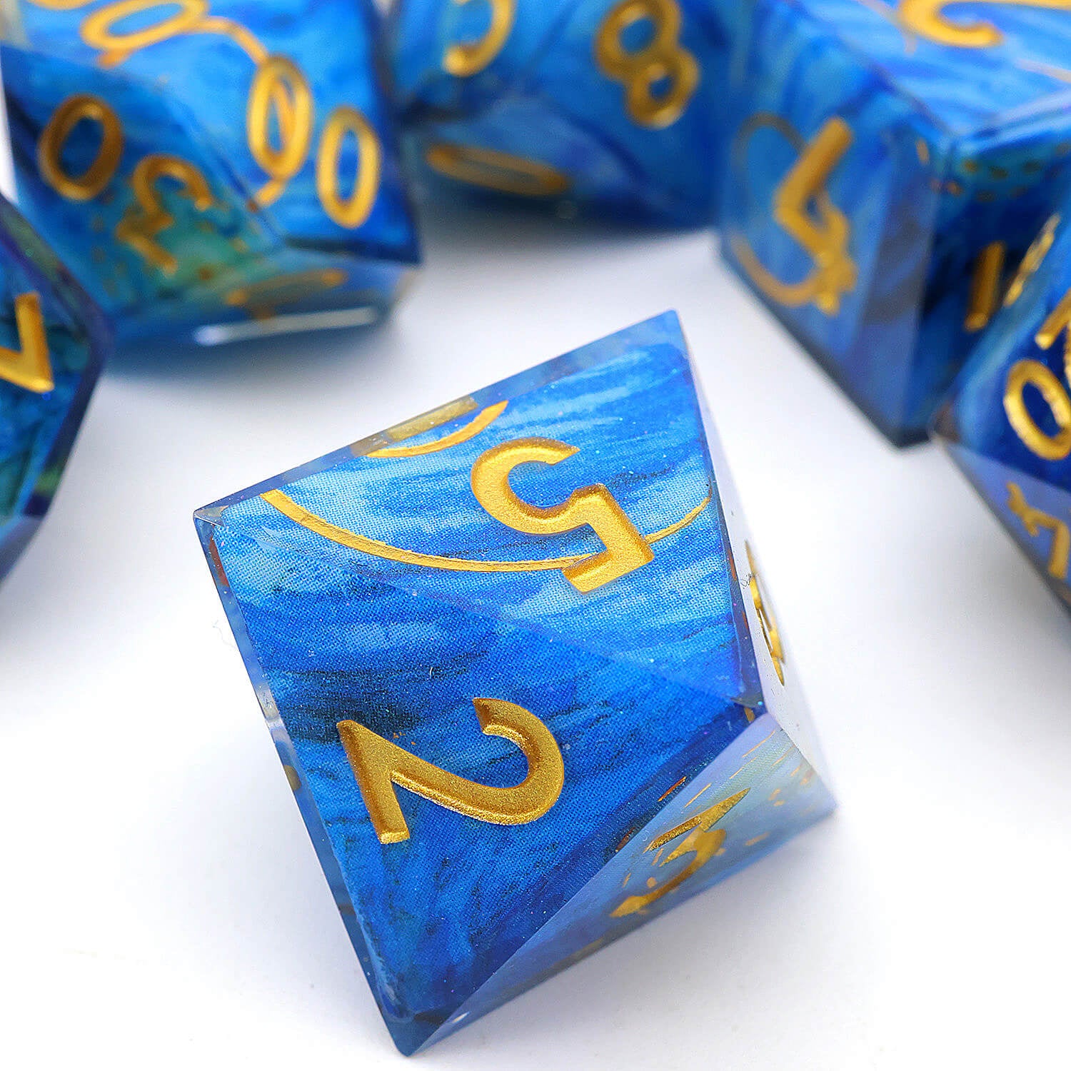 Polyhedral 7 Piece Set Dice DnD Deep Sea Whirlpool