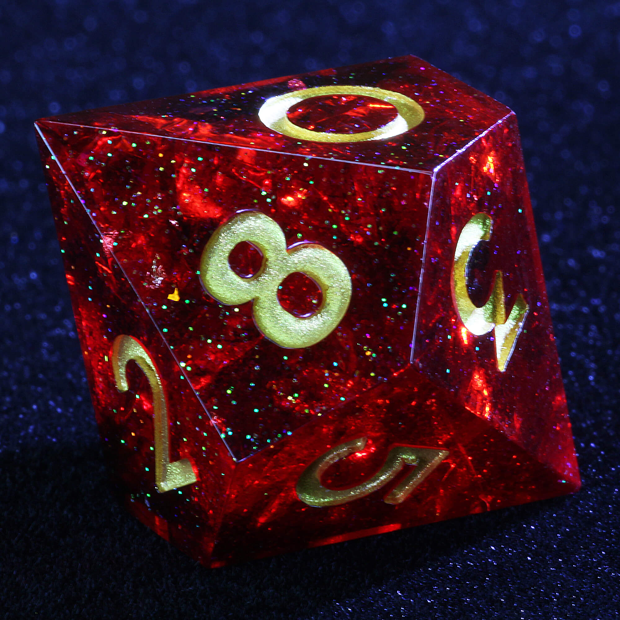 Polyhedral Cool Dice Set D and D Gold Paper Red - Dice of Dragons