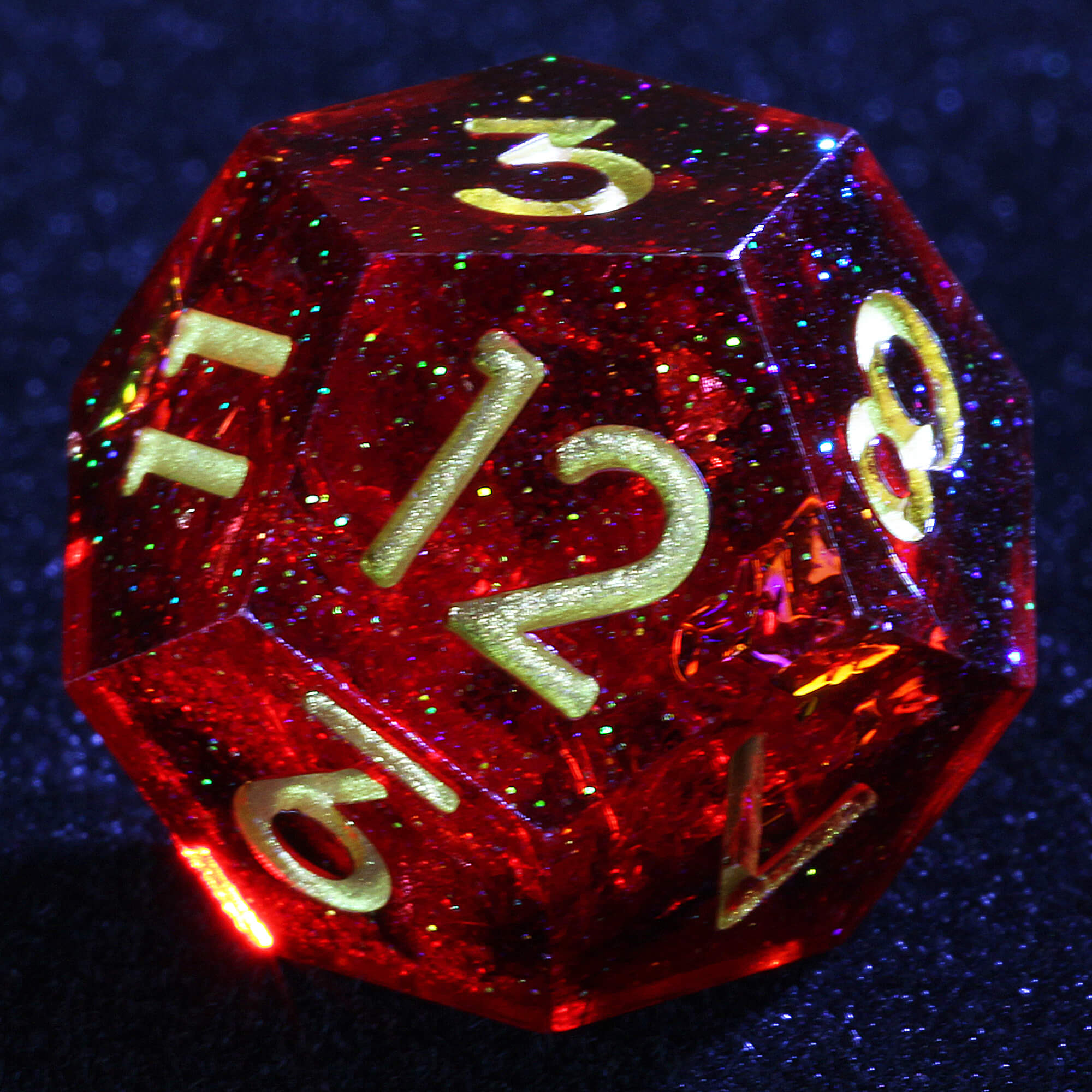 Polyhedral Cool Dice Set D and D Gold Paper Red - Dice of Dragons