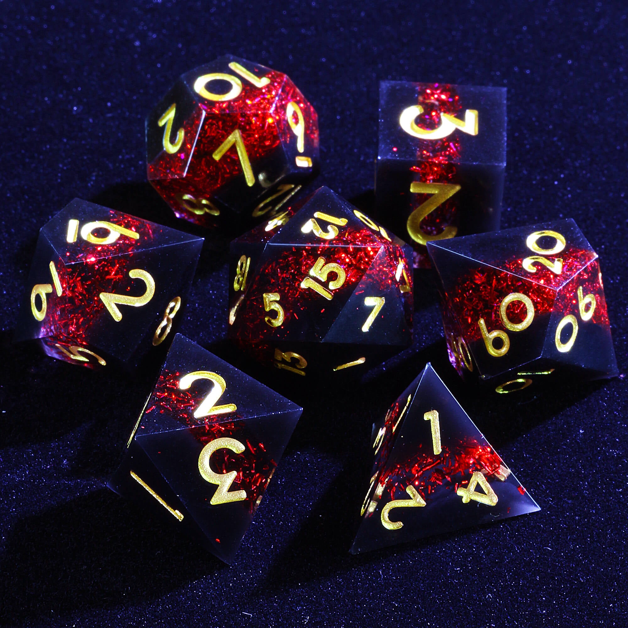 Polyhedral Cool Dice Set DD Red Glitter - Dice of Dragons