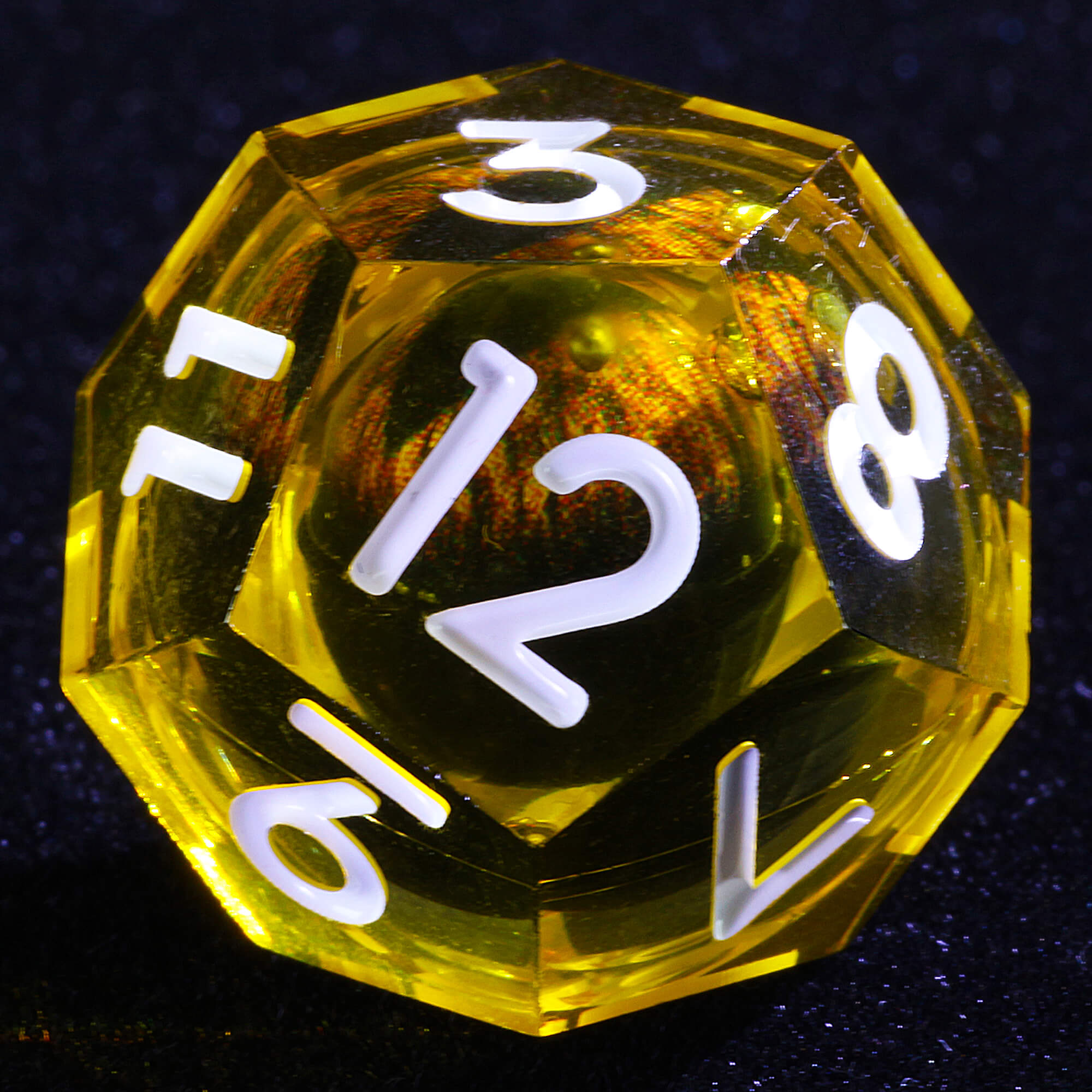 Polyhedral Cool Dragon Eye Liquid Core D and D Set Dice Yellow - Dice of Dragons