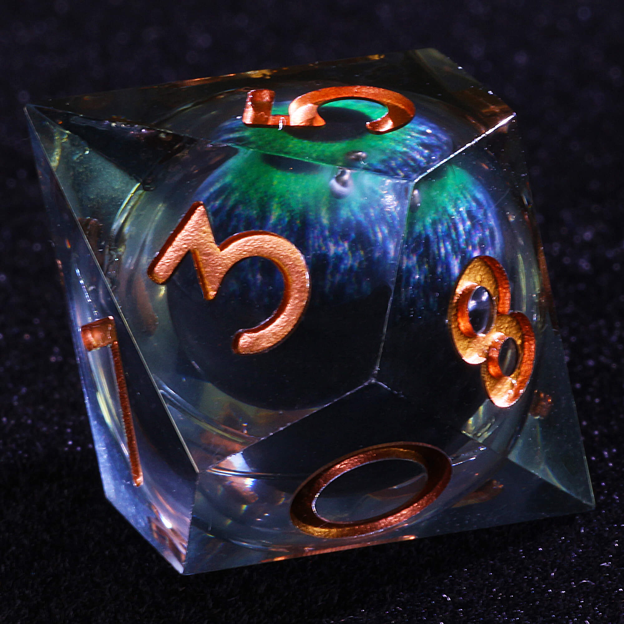 Polyhedral Cool Dragon Eye Liquid Core DD Set Dice Brown - Dice of Dragons