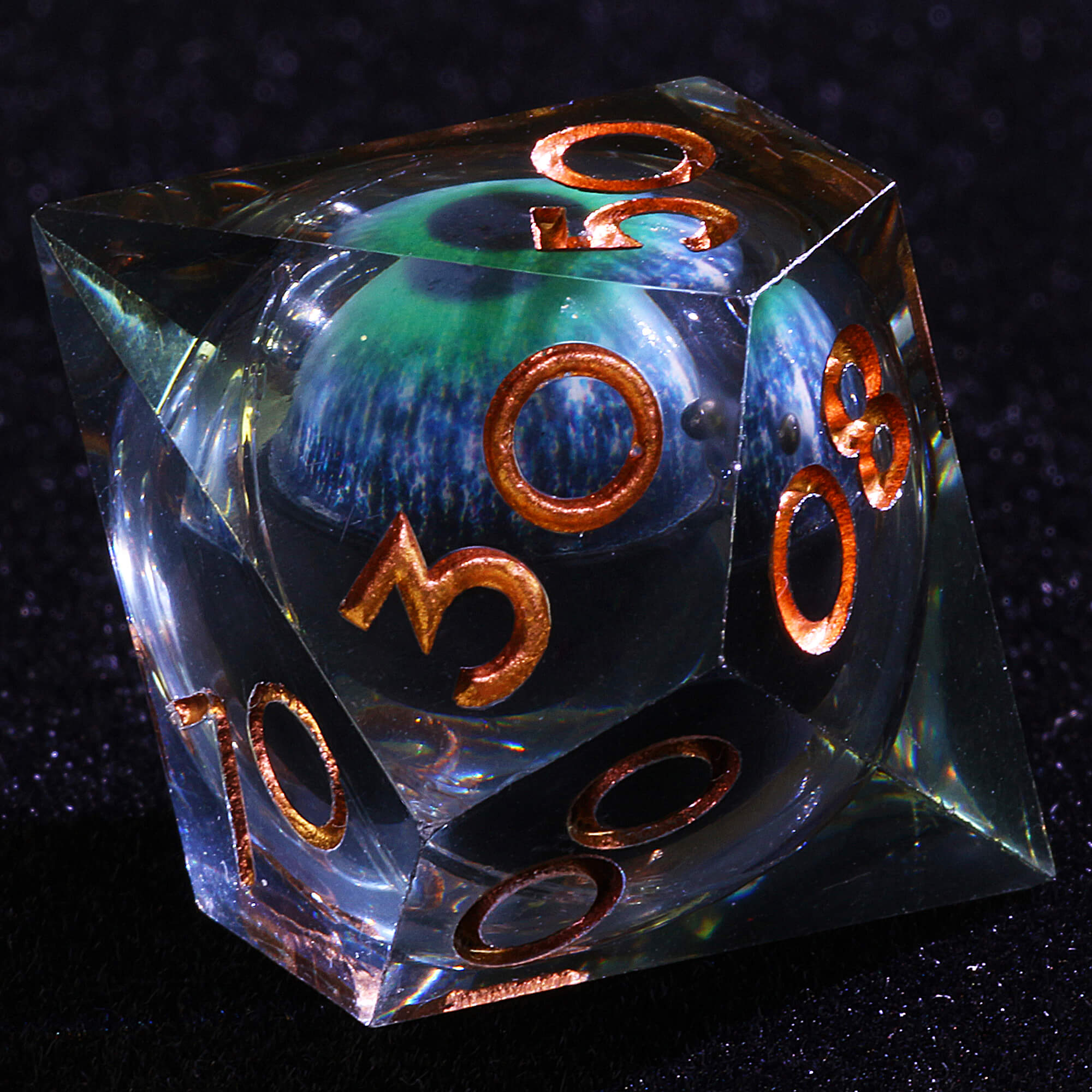 Polyhedral Cool Dragon Eye Liquid Core DD Set Dice Brown - Dice of Dragons