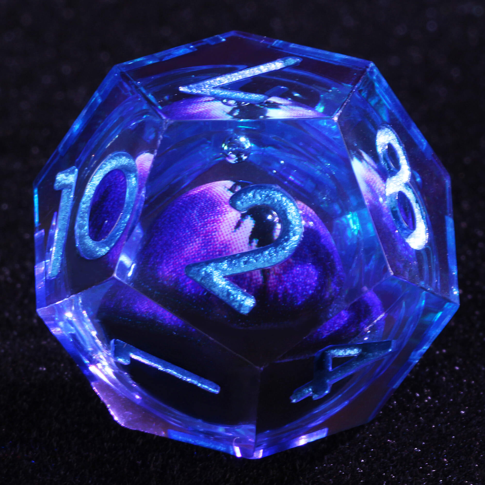 Polyhedral Cool Dragon Eye Liquid Core DD Dice Set Purple - Dice of Dragons