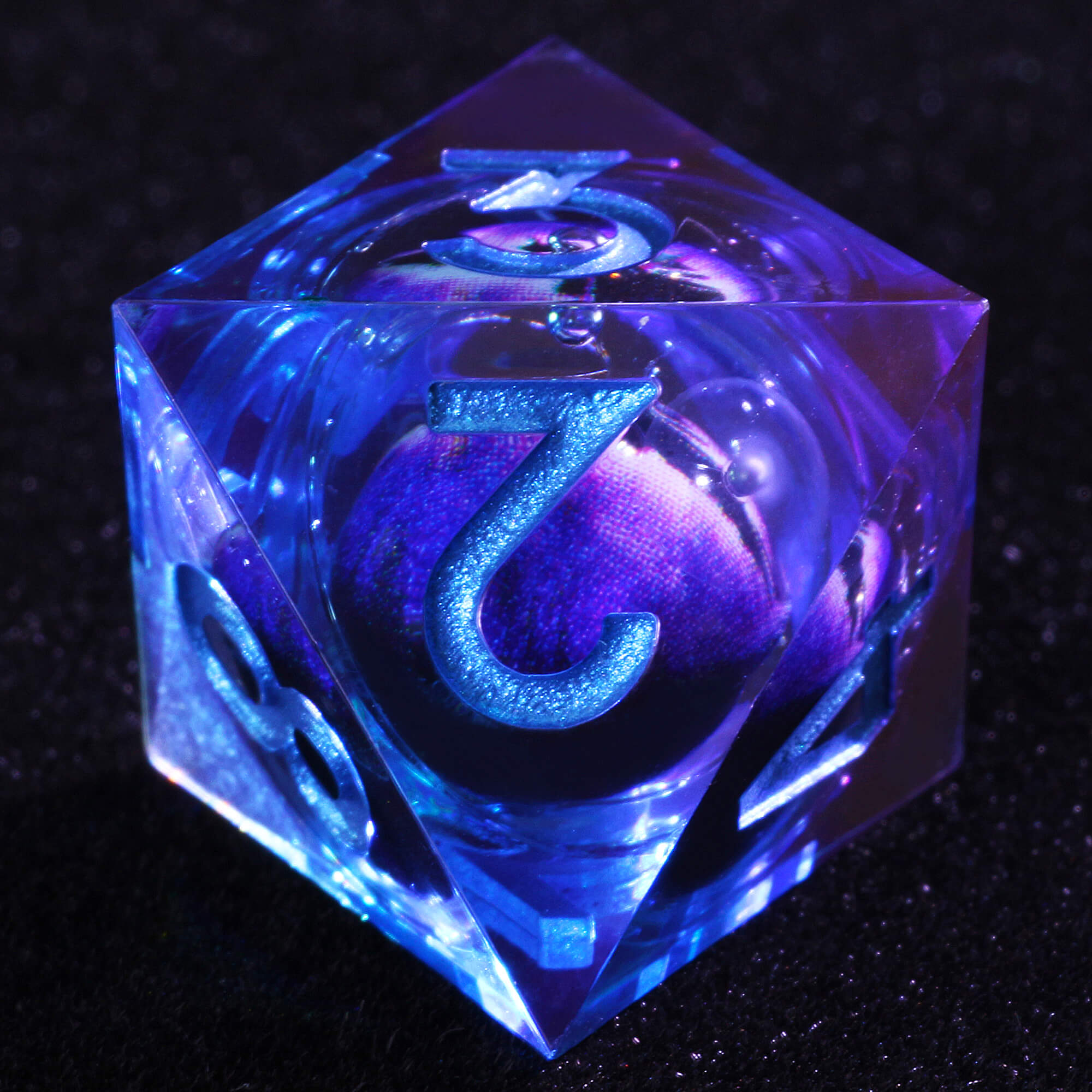 Polyhedral Cool Dragon Eye Liquid Core DD Dice Set Purple - Dice of Dragons