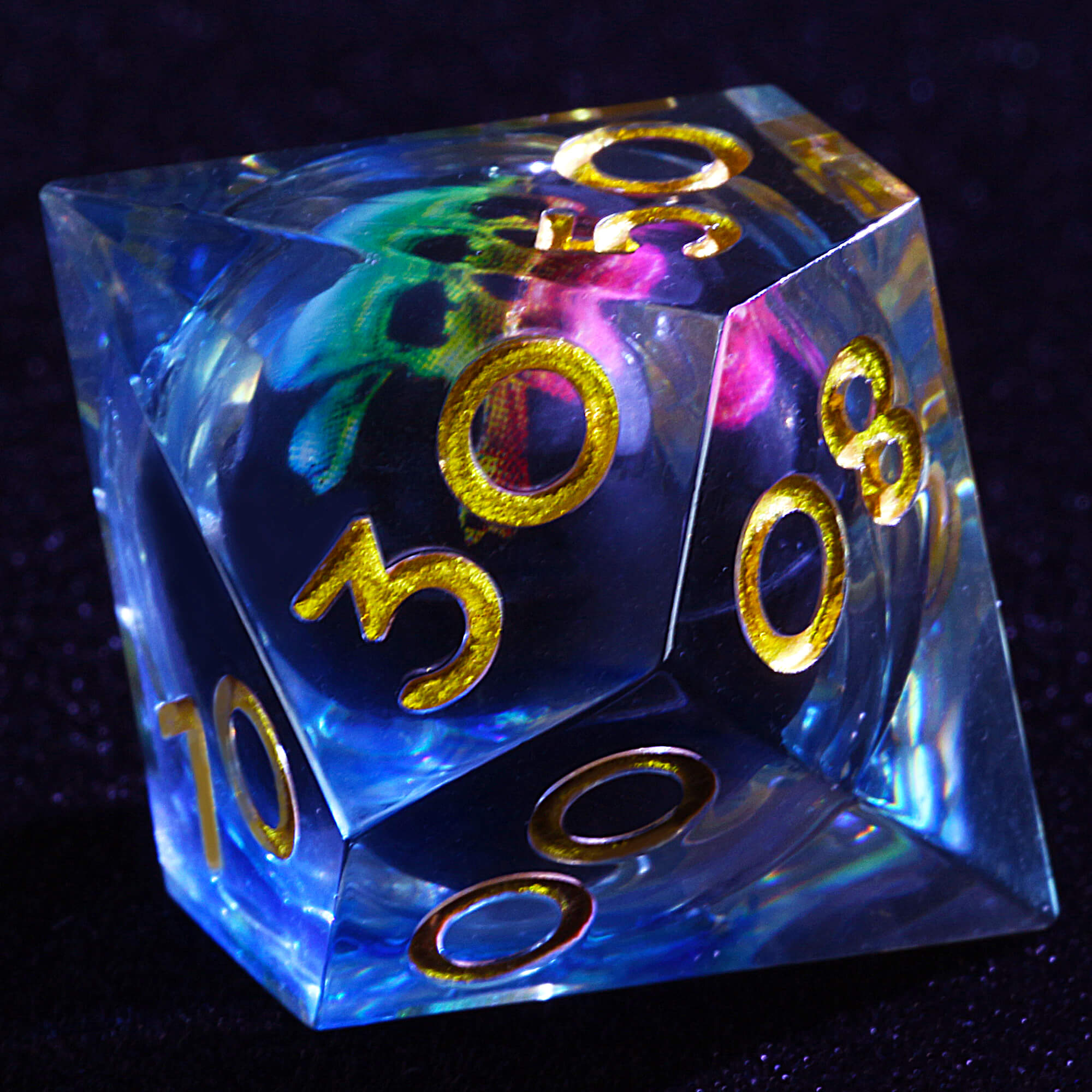 Polyhedral Cool Liquid Core Set of Dice DnD Colored Skull - Dice of Dragons
