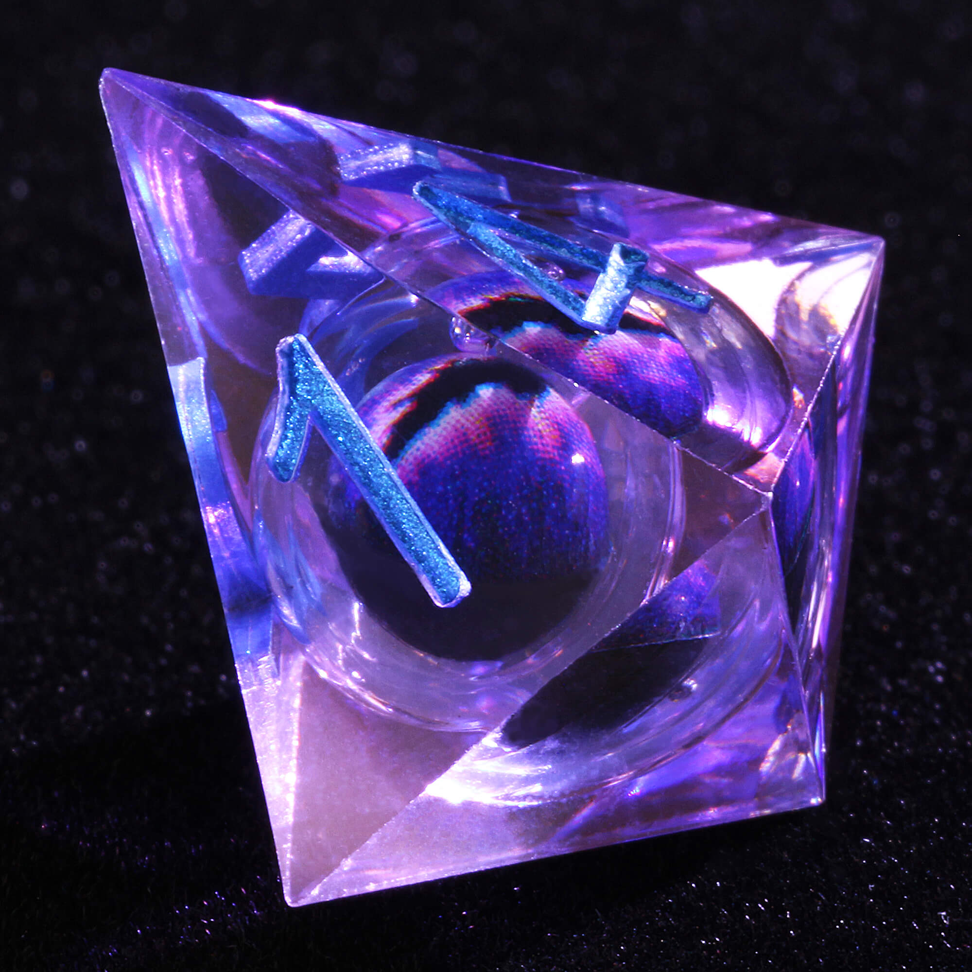 Polyhedral Cool Purple Dragon Eye Liquid Core DnD Dice Set - Dice of Dragons