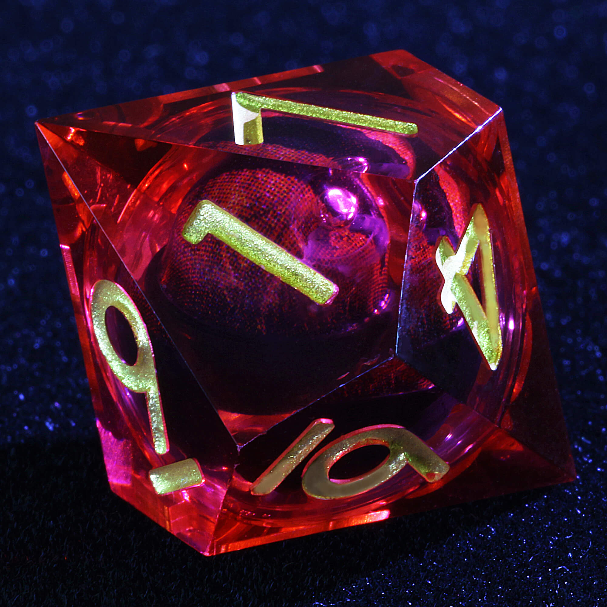 Polyhedral Cool Red Dragon Eye Liquid Core Dice Sets DnD - Dice of Dragons