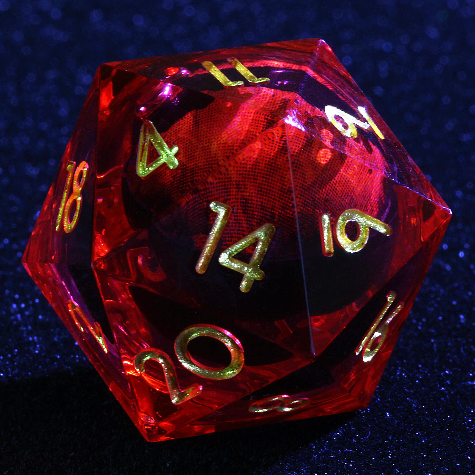 Polyhedral Cool Red Dragon Eye Liquid Core Dice Sets DnD - Dice of Dragons