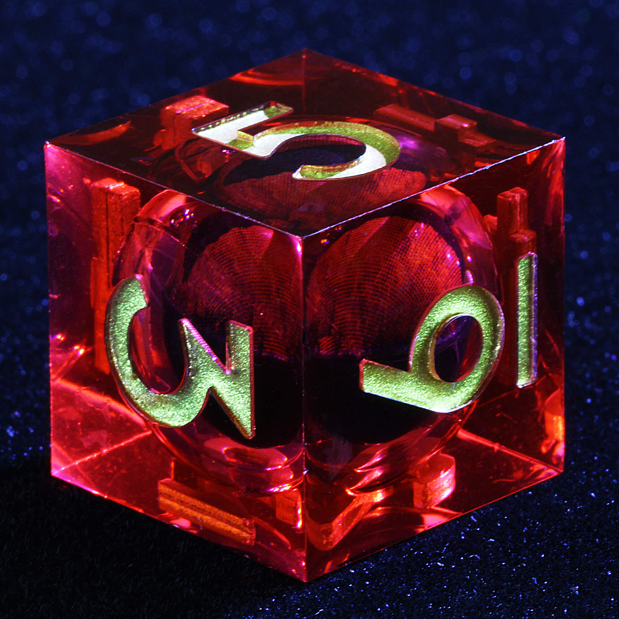 Polyhedral Cool Red Dragon Eye Liquid Core Dice Sets DnD - Dice of Dragons