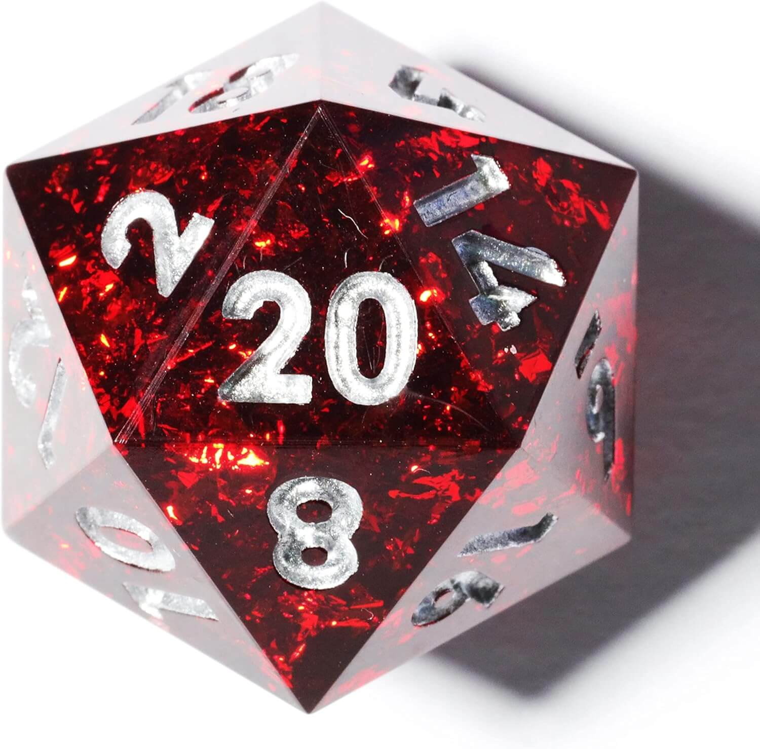 Polyhedral D&D 7-Piece Red Resin Dice Set - Dice of Dragons