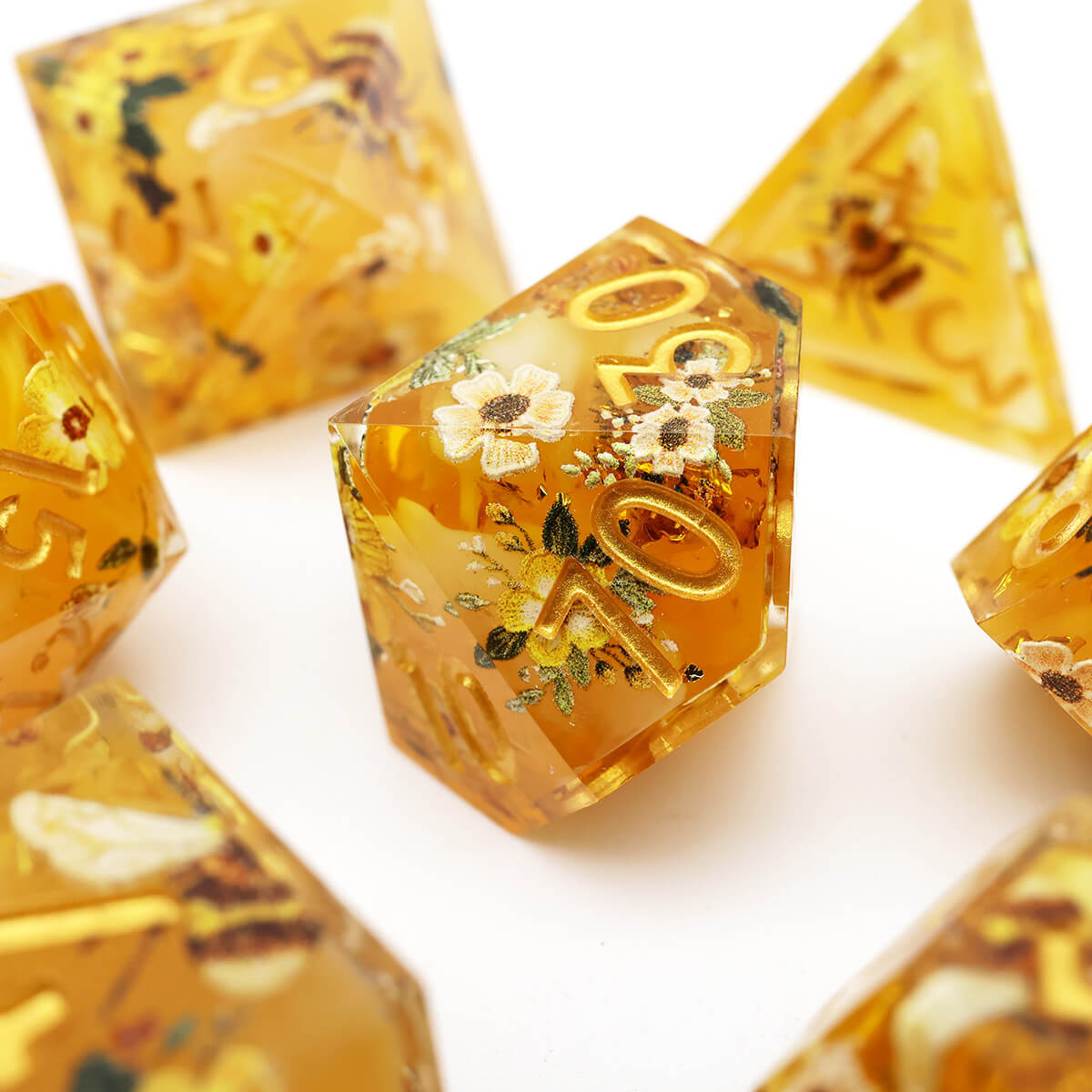 DND Bee 7-Piece Sharp Edge Layered Dice Set - Dice of Dragons