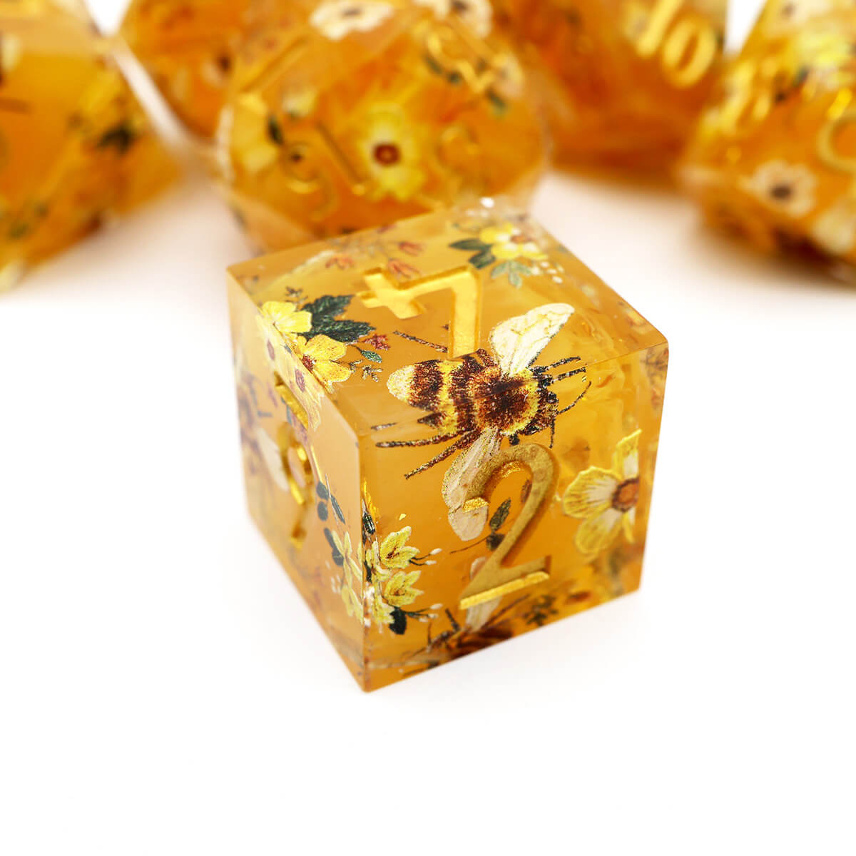 DND Bee 7-Piece Sharp Edge Layered Dice Set - Dice of Dragons