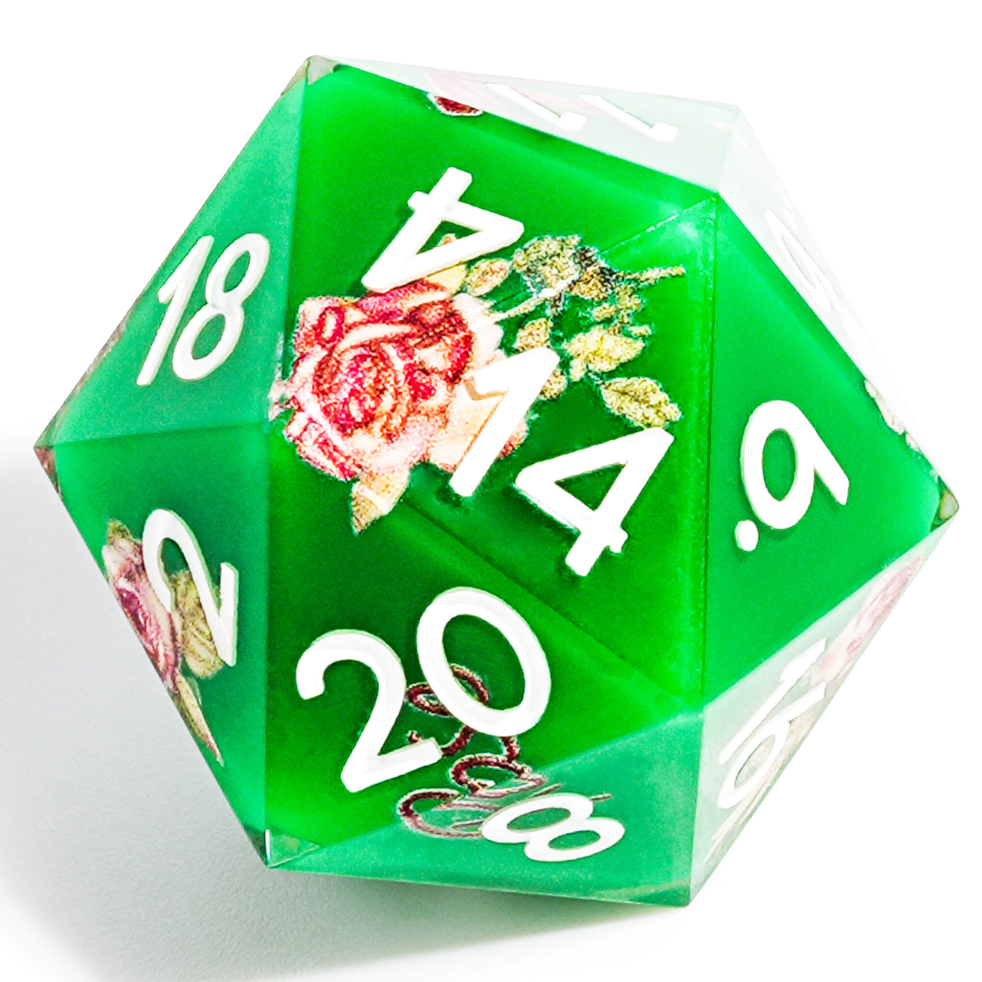 Polyhedral RGP Cool DnD Dice Sets - Green Flower - Dice of Dragons