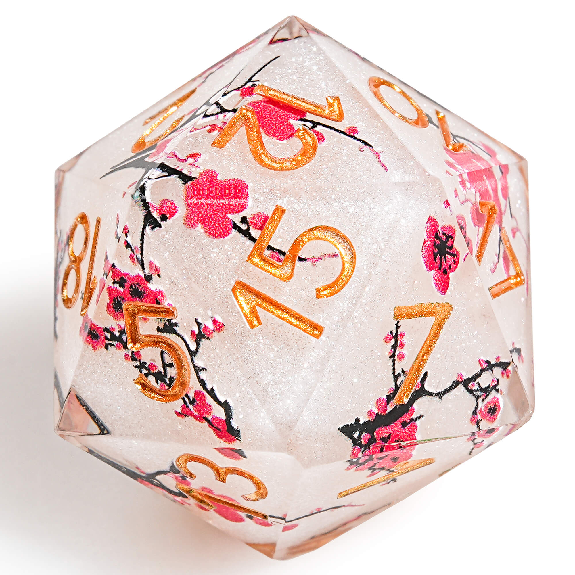 Polyhedral RGP Cool DnD Dice Sets - White Plum Blossom - Dice of Dragons