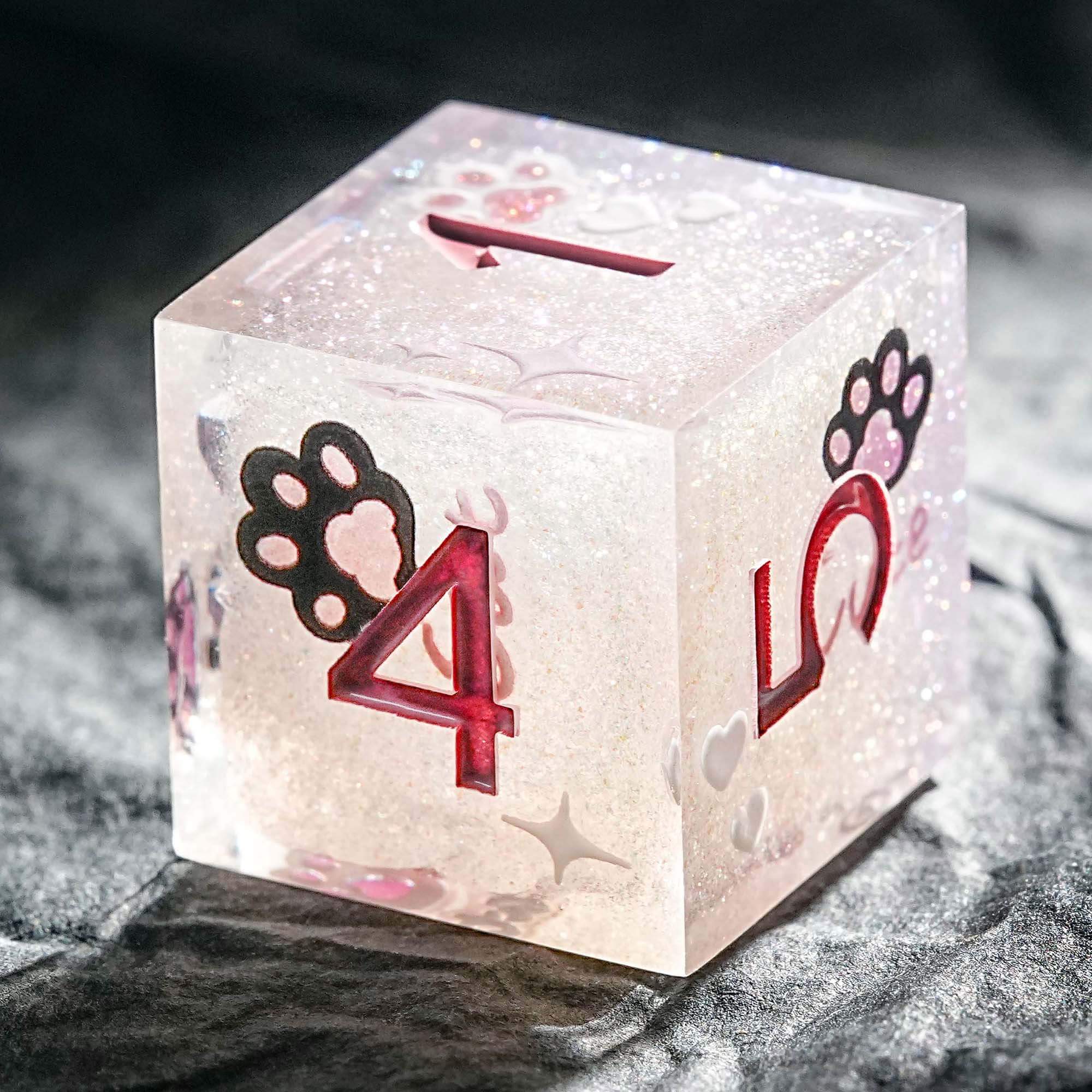 Polyhedral RGP Cool DnD Dice Sets - Pink Cat's Paw - Dice of Dragons