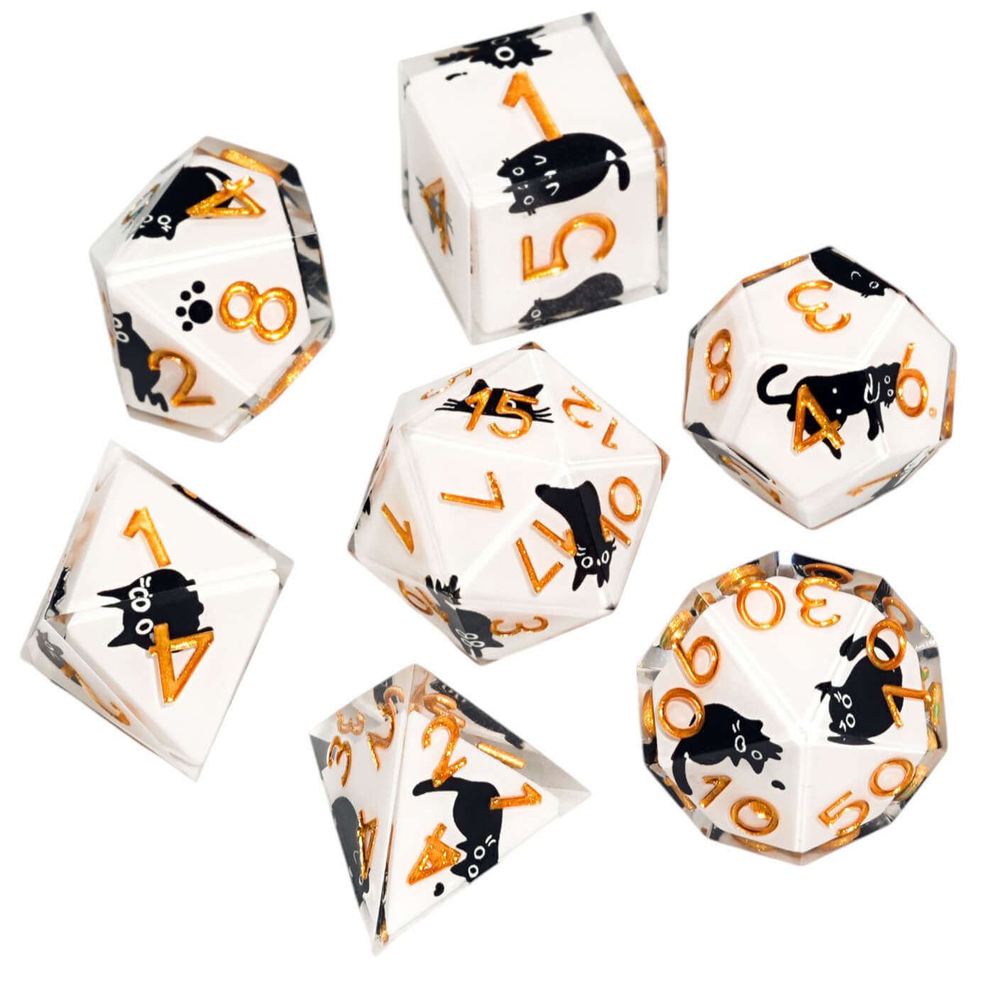 Polyhedral RGP Cool DnD Dice Sets - Cow Cat - Dice of Dragons